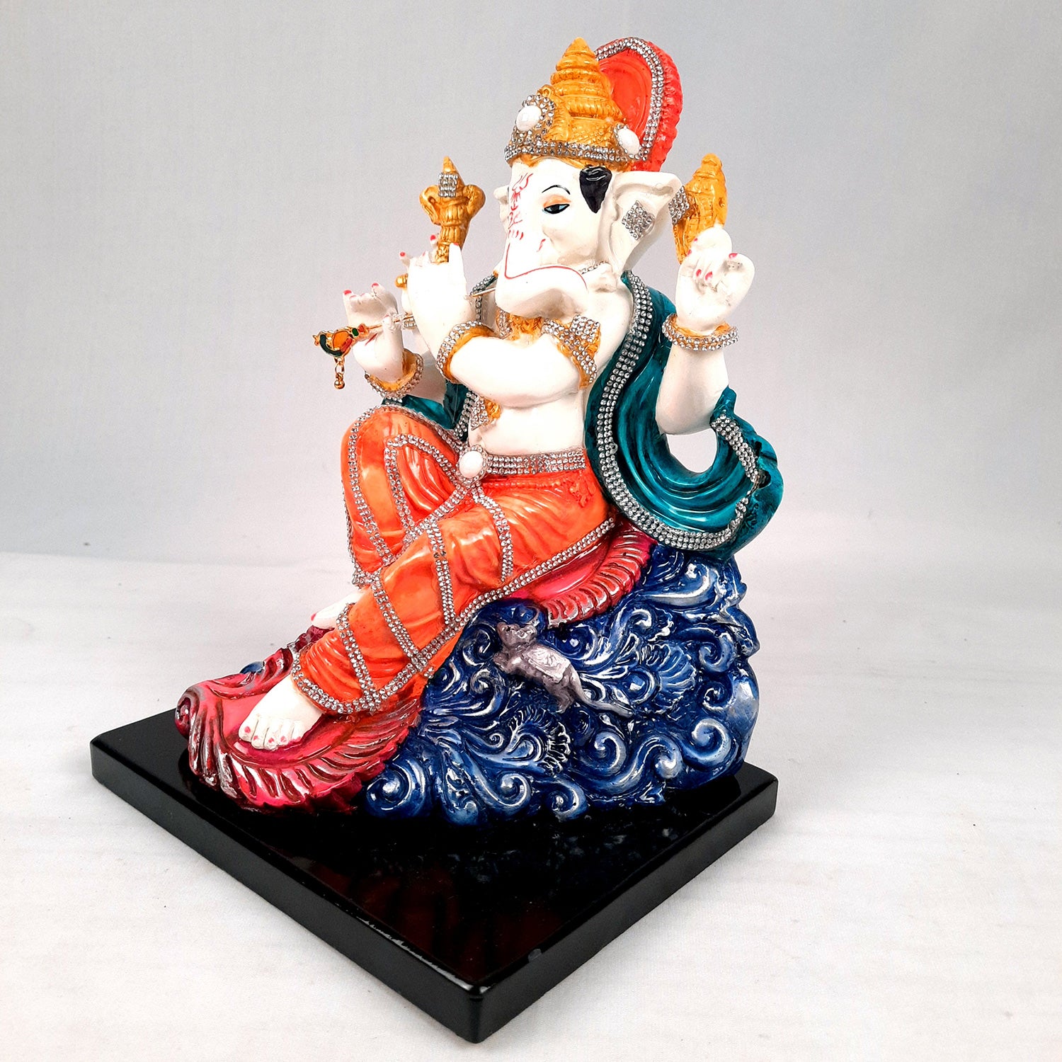 Ganesh Statue - Stone Work With Premium Finish | Ganesha Decorated Idol - for Home, Living Room, Office, Puja, Entrance Decor & Gifts - apkamart #Style_Design 2