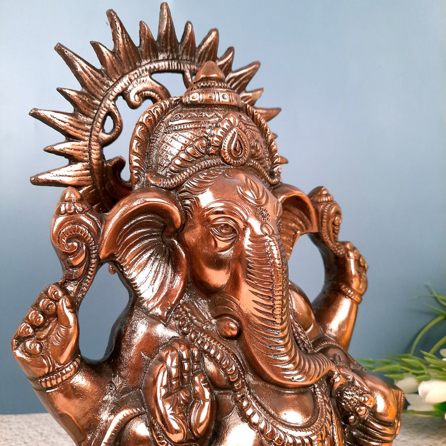 Ganesh Statue | Ganesha Idol Murti - for Puja, Home, Living Room Decor | Religious & Spiritual Art | Diwali & Housewarming Gift - 14 Inch - Apkamart