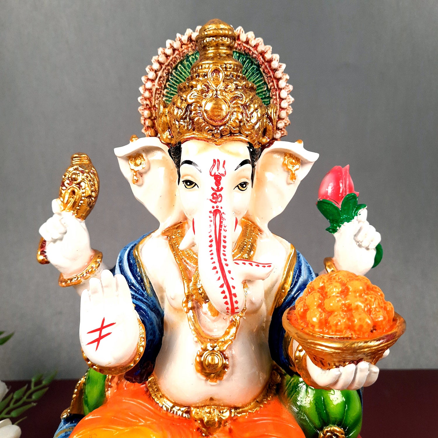 Ganesh Idol | Ganesha Statue With Premium Finish | Ganpati Murti - Puja, Home, Office Desk, Table, Living Room Decor, Diwali Gift - 13 Inch - apkamart