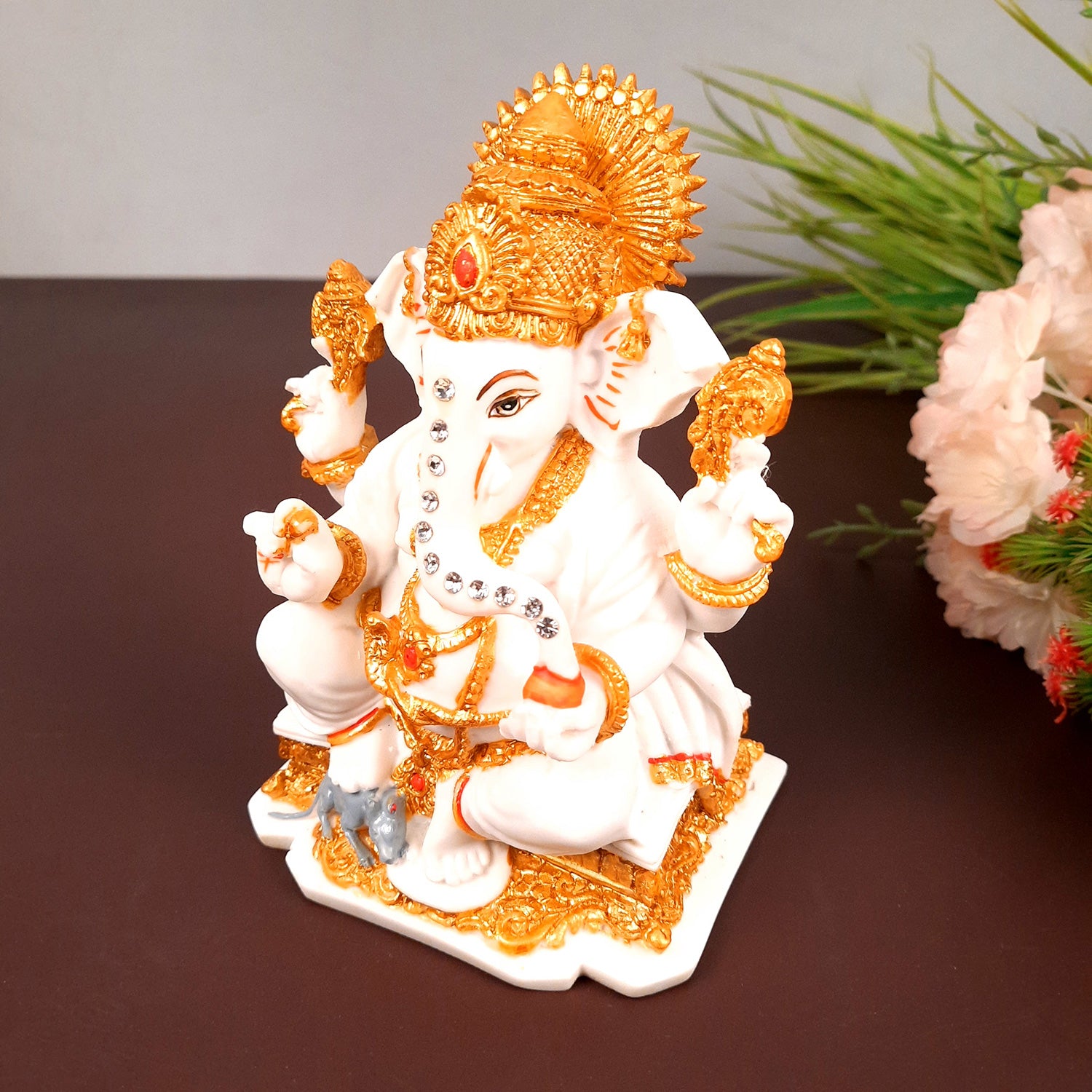 Ganesh Statue With Marble Finish | Exclusive Ganesha Murti | Ganpati Idol - Puja, Home, Office Desk, Table Decor, Diwali Gift - 5 Inch - apkamart #Style_design 2