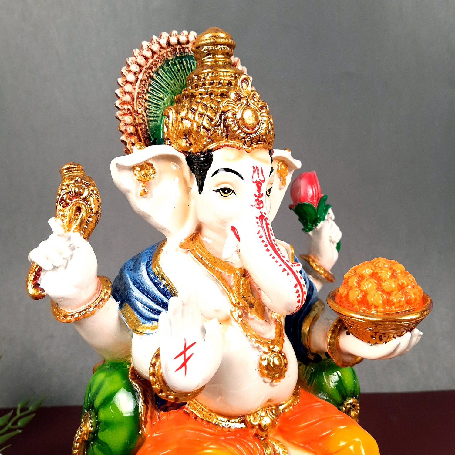 Ganesh Idol | Ganesha Statue With Premium Finish | Ganpati Murti - Puja, Home, Office Desk, Table, Living Room Decor, Diwali Gift - 13 Inch - apkamart