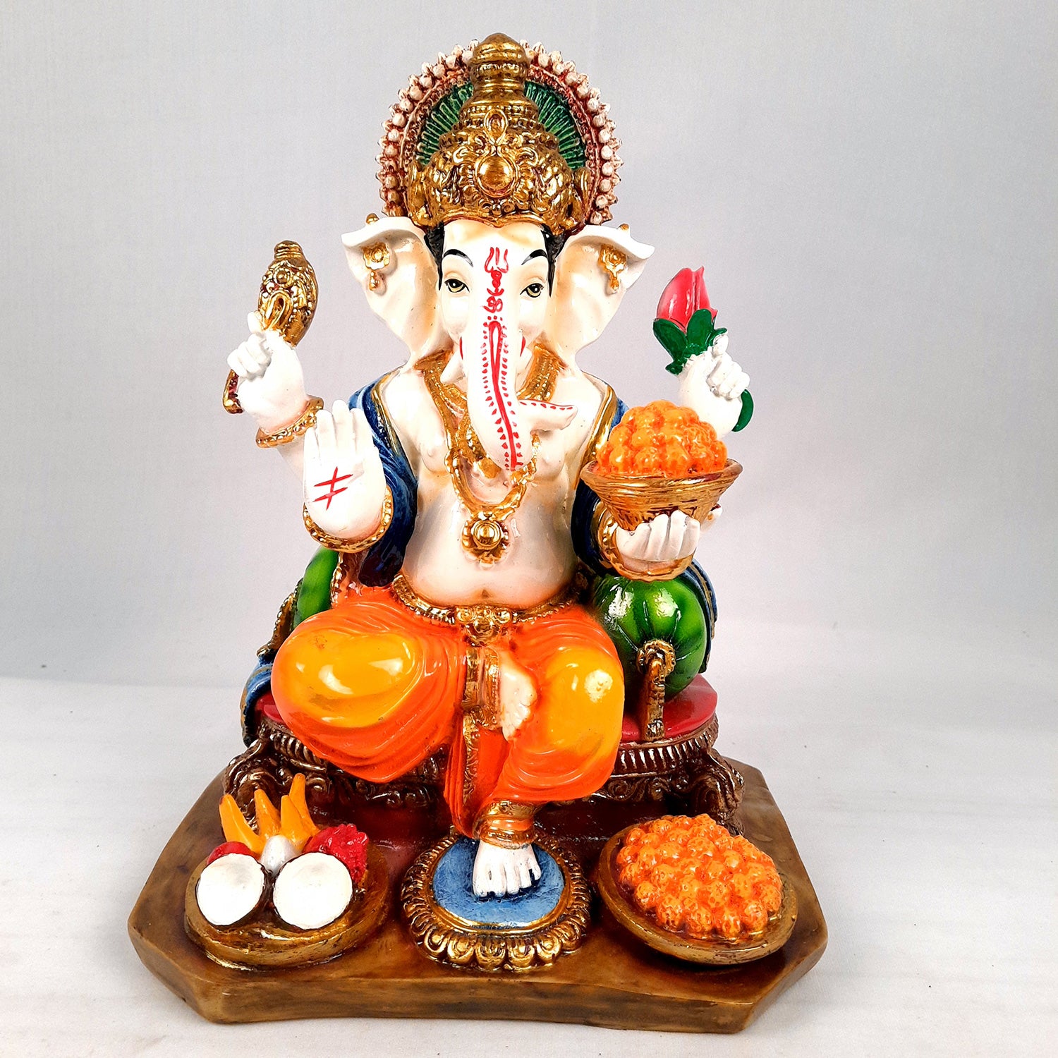 Ganesh Idol | Ganesha Statue With Premium Finish | Ganpati Murti - Puja, Home, Office Desk, Table, Living Room Decor, Diwali Gift - 13 Inch - apkamart