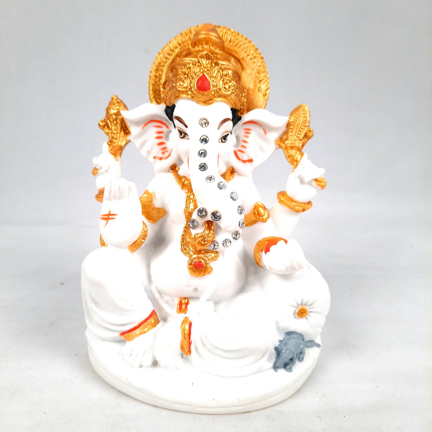 Ganesh Statue With Marble Look | Ganesha Murti With High-Quality Finish | Ganpati Idol - Puja, Home, Office Desk, Table Decor, Diwali Gift - 6 Inch - apkamart #Style_Design 1