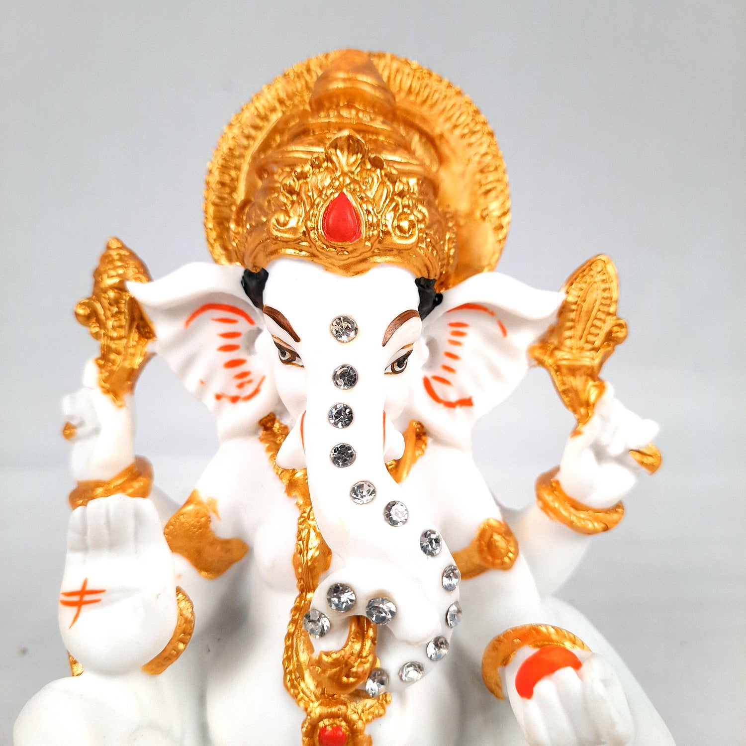 Ganesh Statue With Marble Look | Ganesha Murti With High-Quality Finish | Ganpati Idol - Puja, Home, Office Desk, Table Decor, Diwali Gift - 6 Inch - apkamart #Style_Design 1