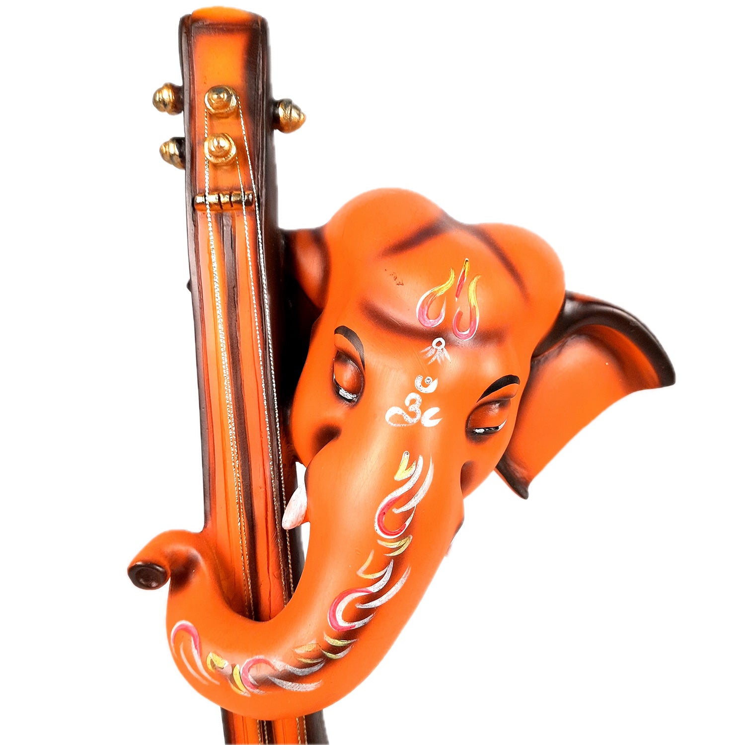 Ganesh Idol With Sitar | Ganesha Statue | Ganpati Murti - Puja, Home, Office Desk, Table, Living Room Decor, Diwali Gift - 21 Inch - apkamart #Color_Orange