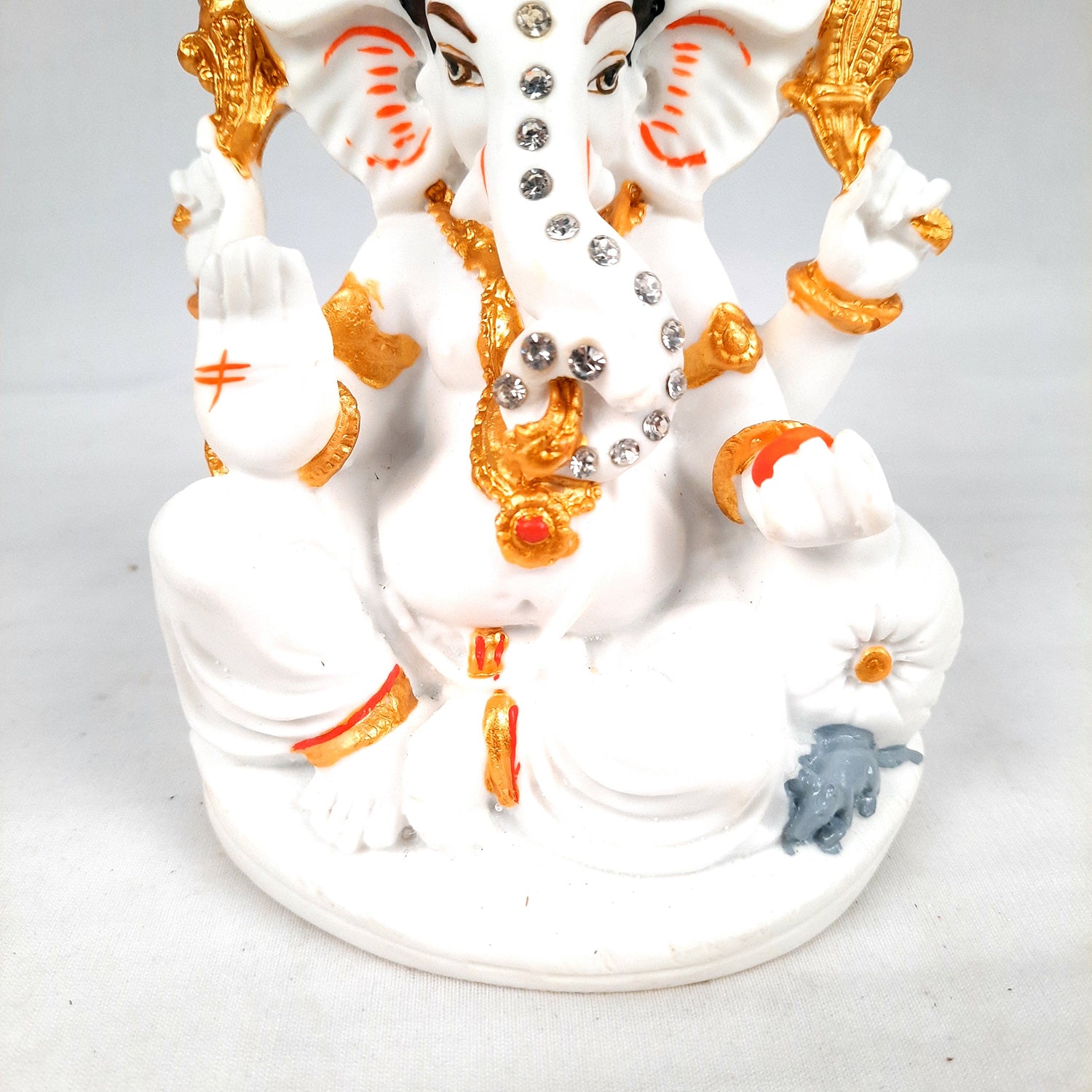 Ganesh Statue With Marble Look | Ganesha Murti With High-Quality Finish | Ganpati Idol - Puja, Home, Office Desk, Table Decor, Diwali Gift - 6 Inch - apkamart #Style_Design 1