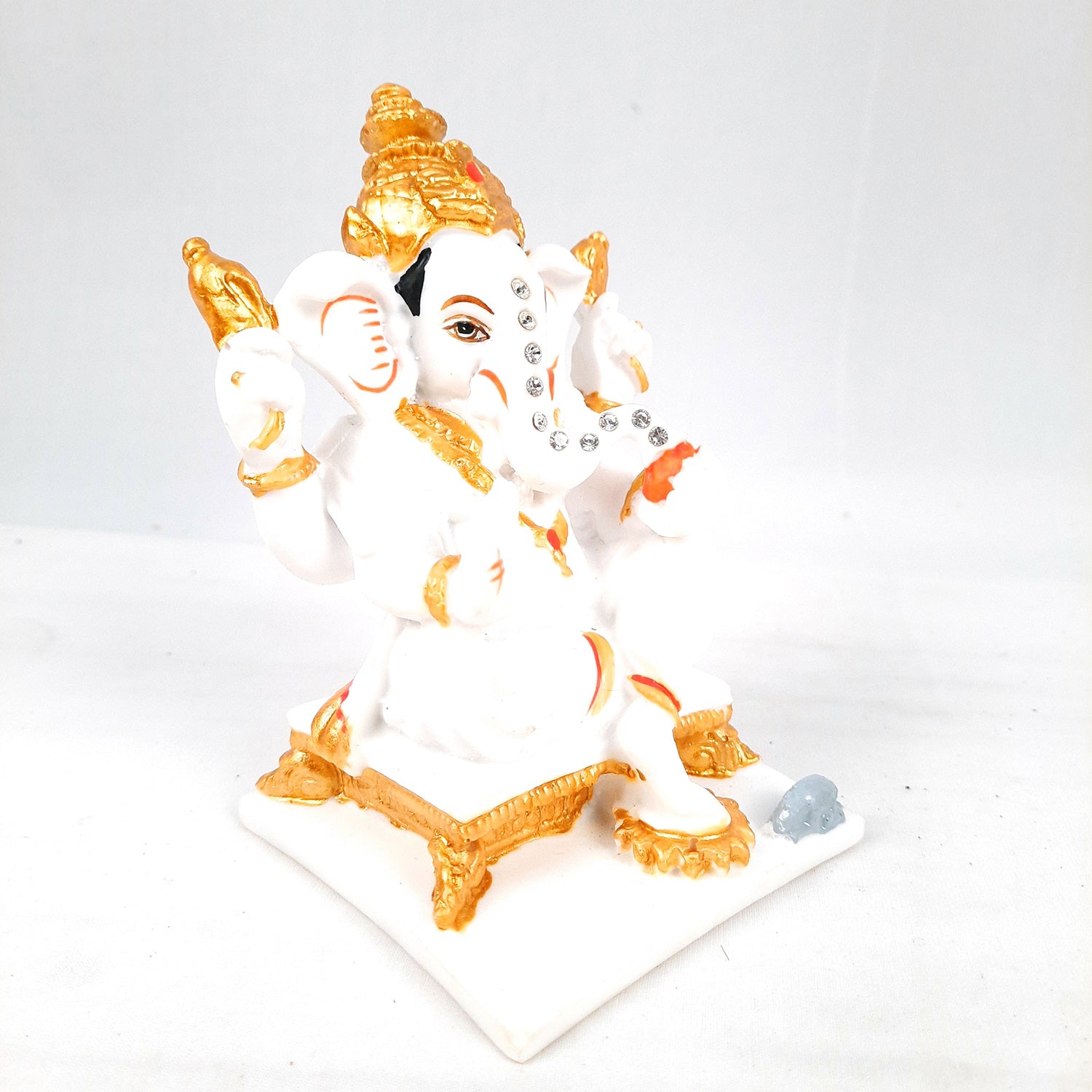 Ganesh Statue With Marble Look | Ganesha Murti With High-Quality Finish | Ganpati Idol - Puja, Home, Office Desk, Table Decor, Diwali Gift - 6 Inch - apkamart #Style_Design 3