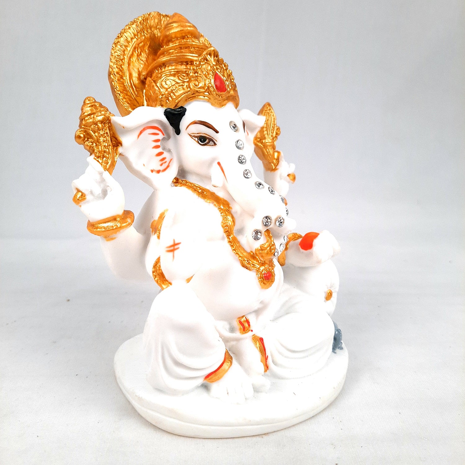 Ganesh Statue With Marble Look | Ganesha Murti With High-Quality Finish | Ganpati Idol - Puja, Home, Office Desk, Table Decor, Diwali Gift - 6 Inch - apkamart #Style_Design 1