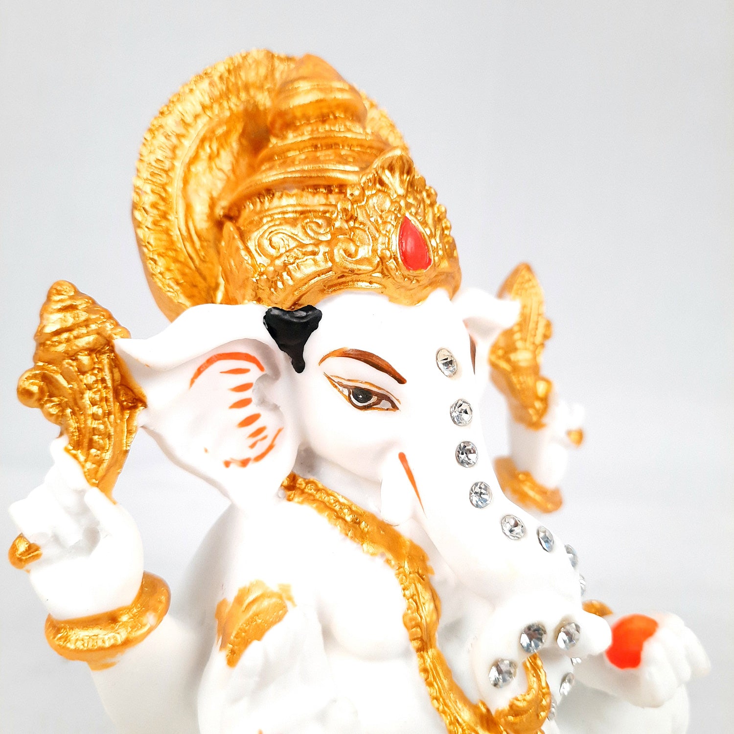 Ganesh Statue With Marble Look | Ganesha Murti With High-Quality Finish | Ganpati Idol - Puja, Home, Office Desk, Table Decor, Diwali Gift - 6 Inch - apkamart #Style_Design 1