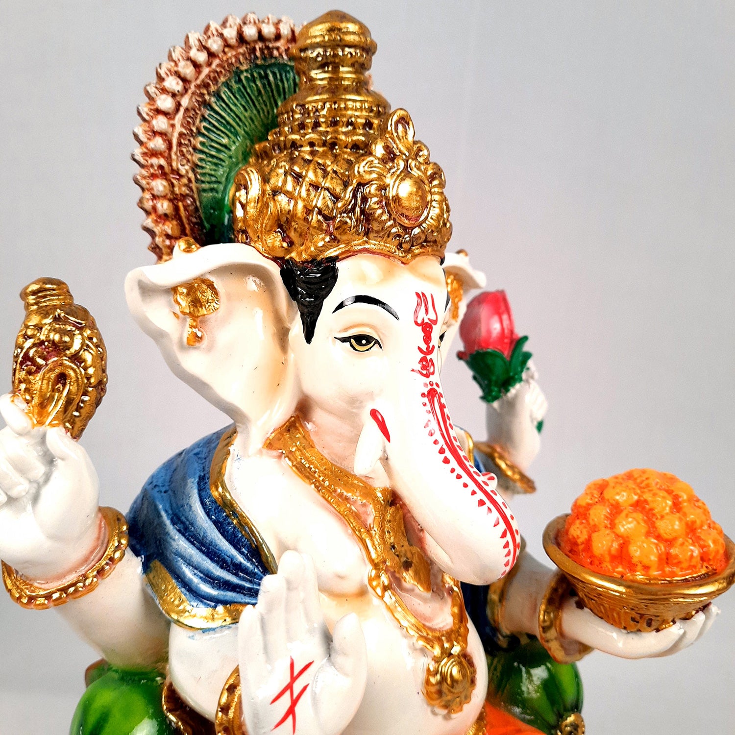 Ganesh Idol | Ganesha Statue With Premium Finish | Ganpati Murti - Puja, Home, Office Desk, Table, Living Room Decor, Diwali Gift - 13 Inch - apkamart