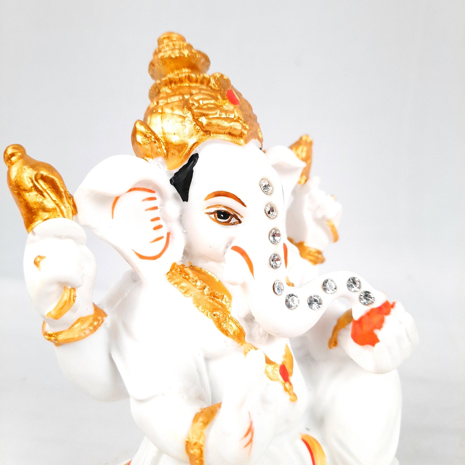 Ganesh Statue With Marble Look | Ganesha Murti With High-Quality Finish | Ganpati Idol - Puja, Home, Office Desk, Table Decor, Diwali Gift - 6 Inch - apkamart #Style_Design 3