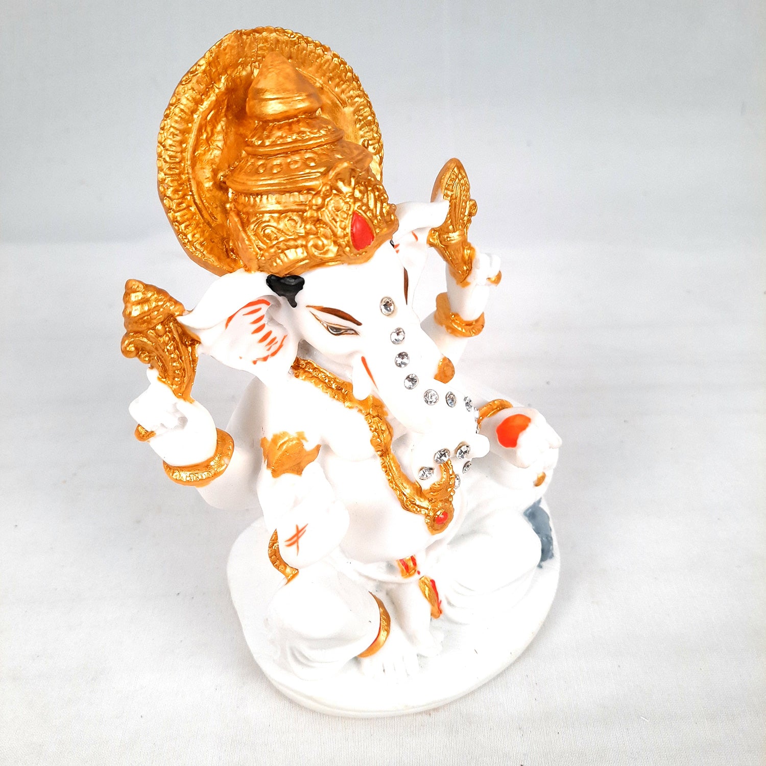 Ganesh Statue With Marble Look | Ganesha Murti With High-Quality Finish | Ganpati Idol - Puja, Home, Office Desk, Table Decor, Diwali Gift - 6 Inch - apkamart #Style_Design 1