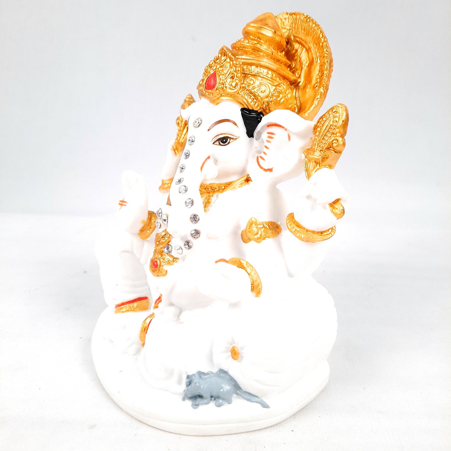 Ganesh Statue With Marble Look | Ganesha Murti With High-Quality Finish | Ganpati Idol - Puja, Home, Office Desk, Table Decor, Diwali Gift - 6 Inch - apkamart #Style_Design 1