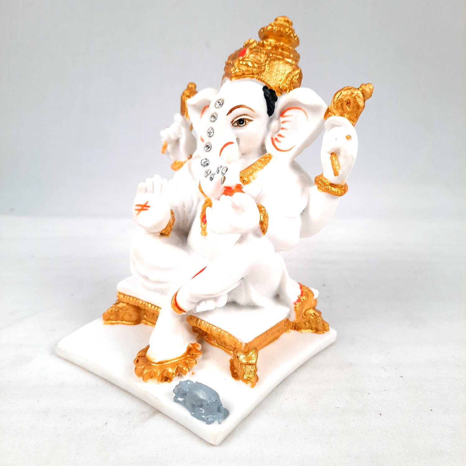 Ganesh Statue With Marble Look | Ganesha Murti With High-Quality Finish | Ganpati Idol - Puja, Home, Office Desk, Table Decor, Diwali Gift - 6 Inch - apkamart #Style_Design 3