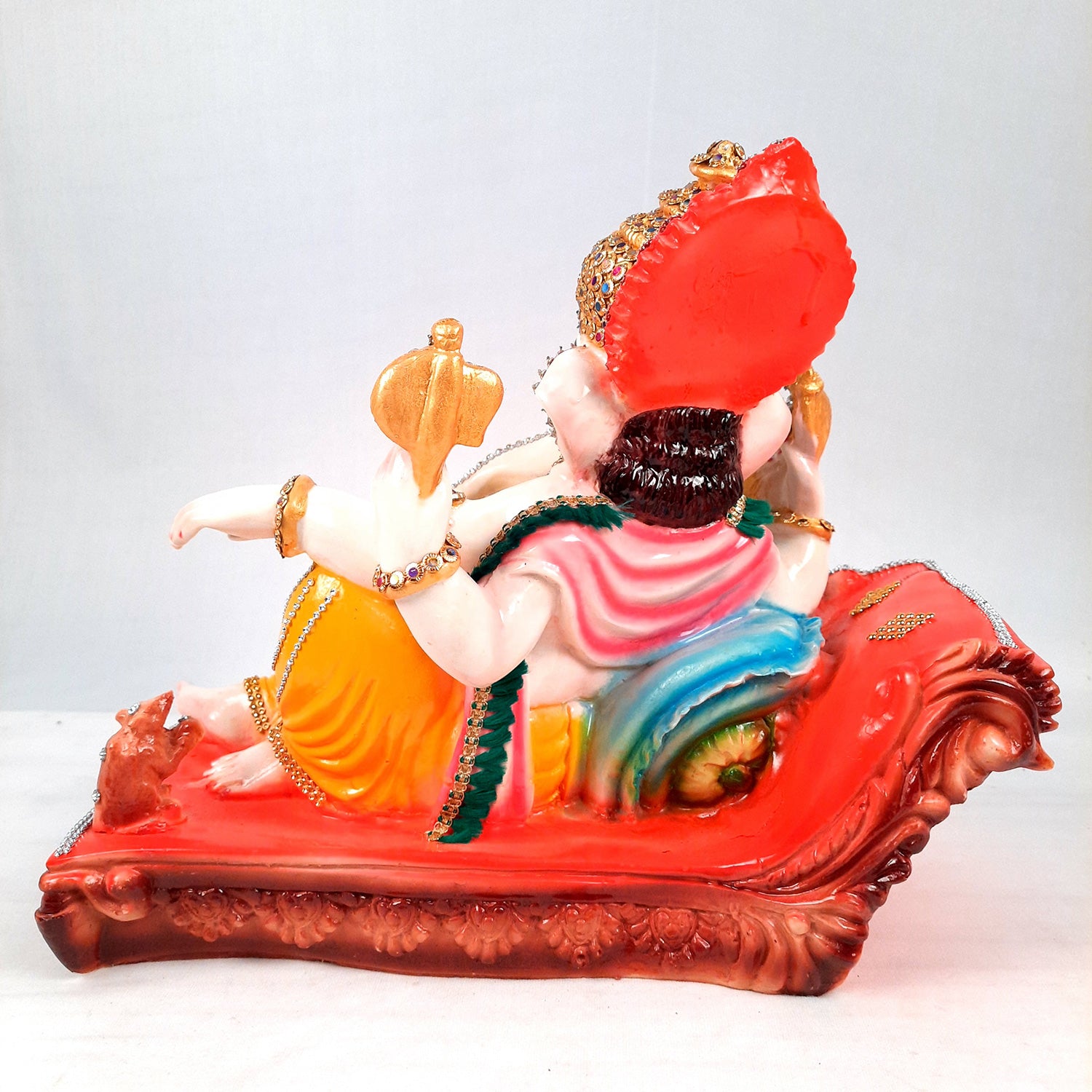 Ganesh Idol Decorated With Beads Work| Ganesha Statue Murti - Puja, Home, Office Desk, Table, Living Room Decor, Diwali Gift - 14 Inch - apkamart