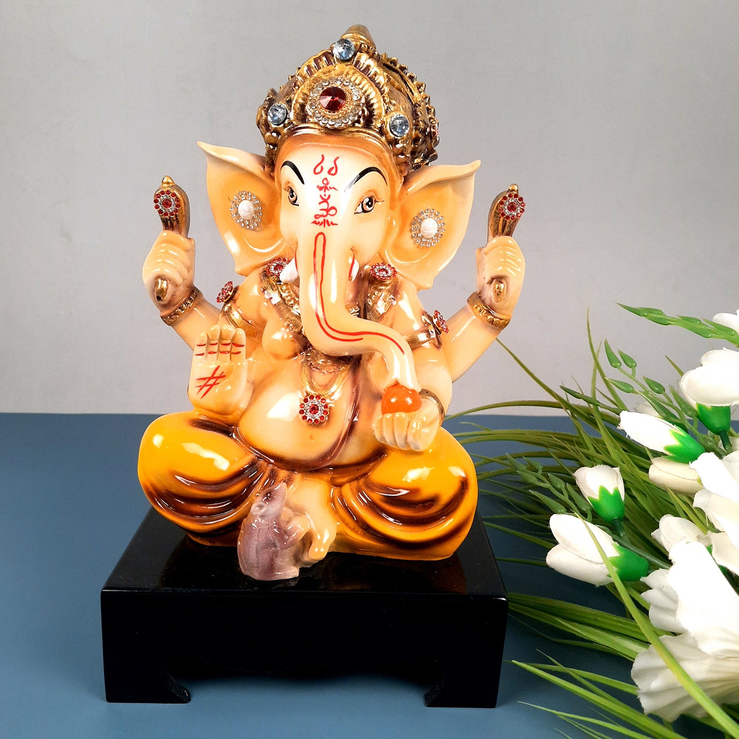 Ganesh Idol | Lord Ganesha Statue Murti - for Puja, Home & Entrance Living Room Decor & Gift - 12 Inch - apkamart #Color_Yellow