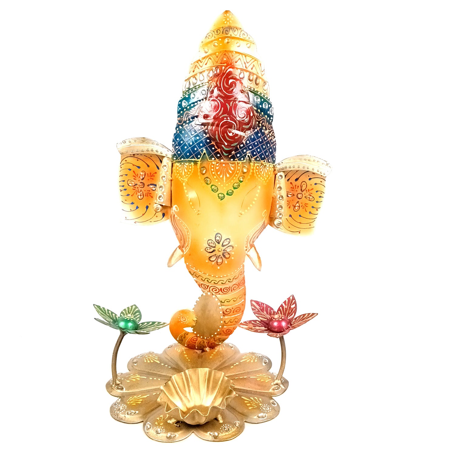 Ganesha Showpiece with Tea Light Candle Holder - for Home, Table, Living Room, Dining Room, Bedroom, Diwali Decor & Gifts - 15 Inch - Apkamart