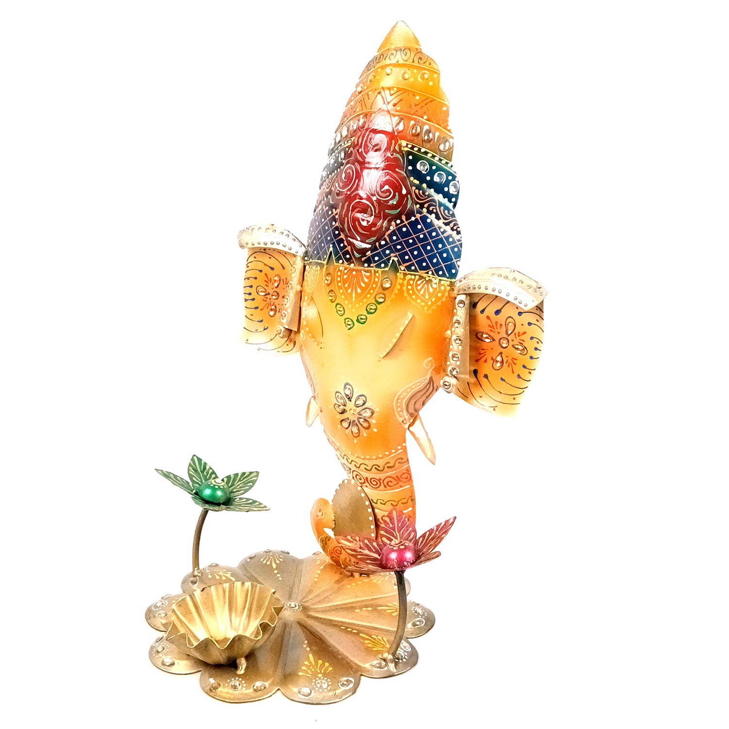 Ganesha Showpiece with Tea Light Candle Holder - for Home, Table, Living Room, Dining Room, Bedroom, Diwali Decor & Gifts - 15 Inch - Apkamart