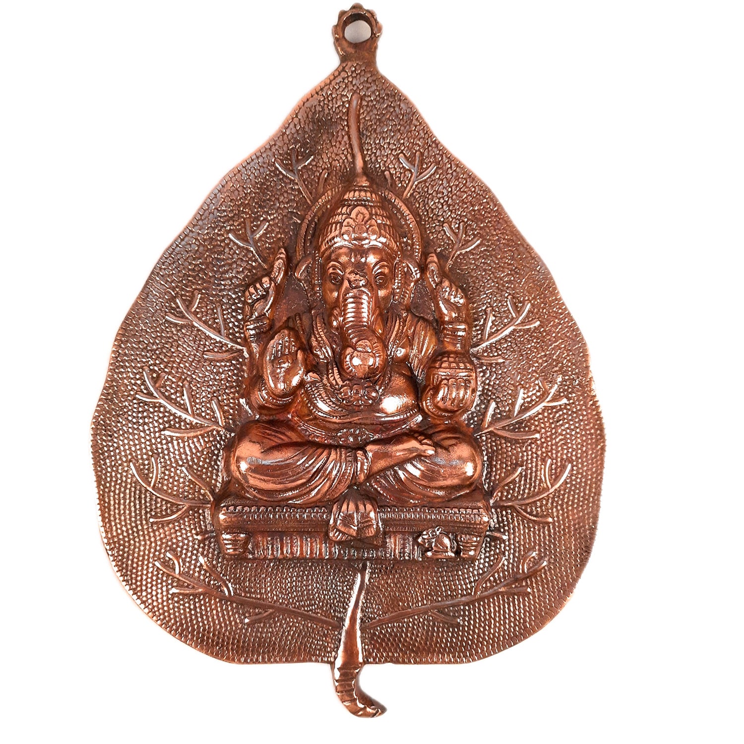 Ganesh Wall Hanging Statue - Sitting on Leaf Design | Ganesha Wall Statue - for Home Entrance |Religoius & Spiritual Wall Art - Apkamart