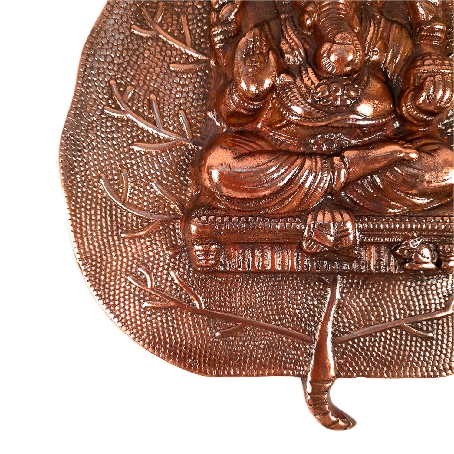 Ganesh Wall Hanging Statue - Sitting on Leaf Design | Ganesha Wall Statue - for Home Entrance |Religoius & Spiritual Wall Art - Apkamart