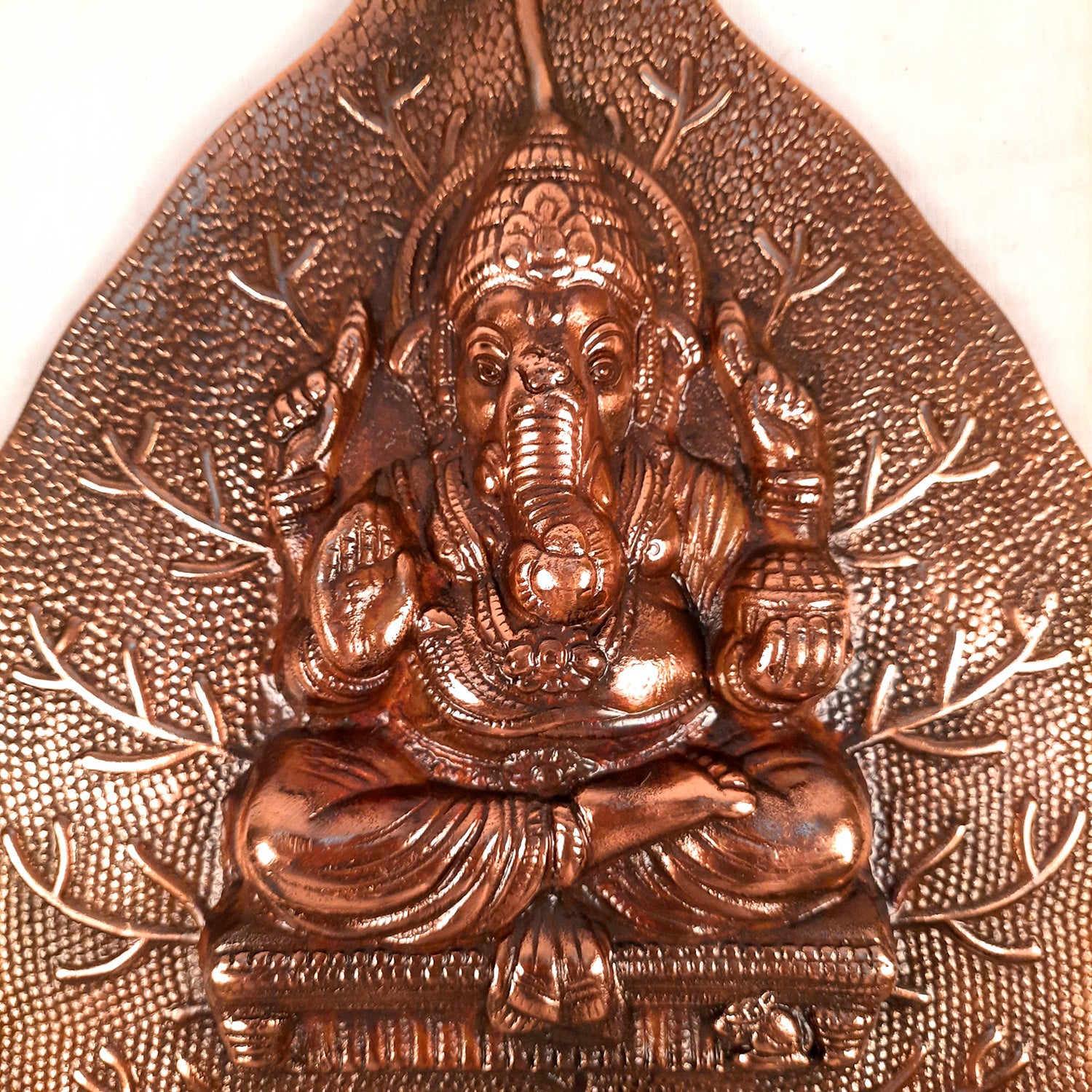 Ganesh Wall Hanging Statue - Sitting on Leaf Design | Ganesha Wall Statue - for Home Entrance |Religoius & Spiritual Wall Art - Apkamart