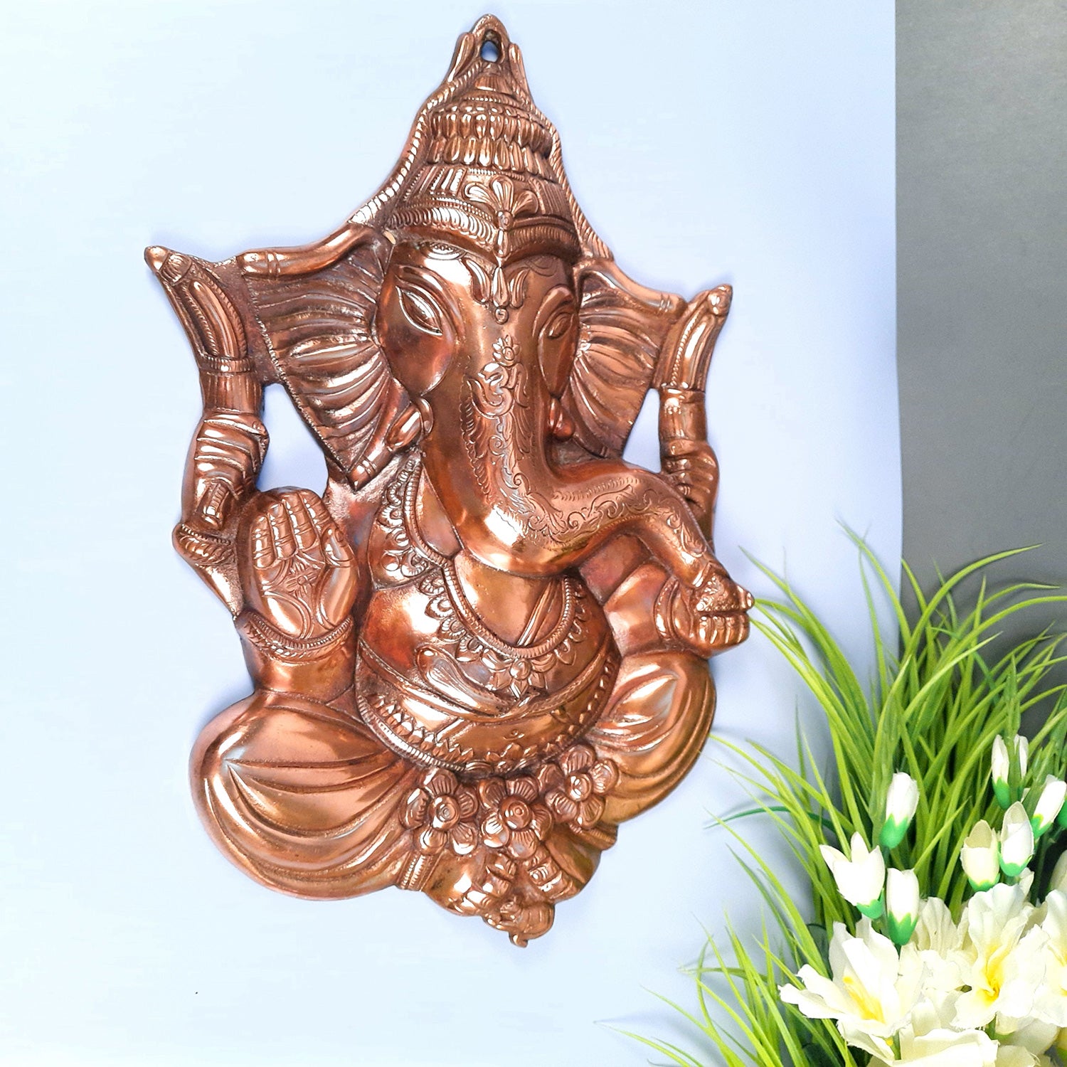 Ganesh Wall Hanging Statue | Ganesha Wall Idol for Puja, Home, Living Room Decor | Diwali & Housewarming Gift - Apkamart