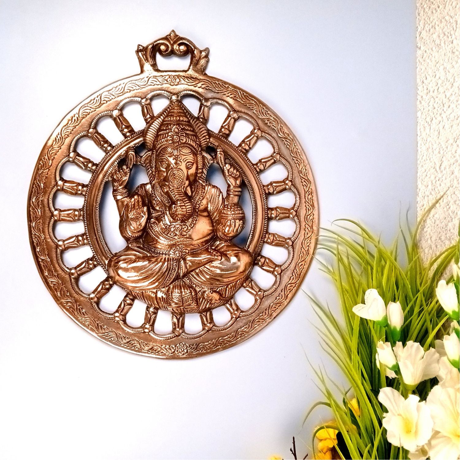 Ganesh Wall Hanging Idol | Lord Ganesha Wall Statue Decor | Religious & Spiritual Wall Art - For Puja, Home & Entrance, Living Room & Gift - 17 Inch - Apkamart