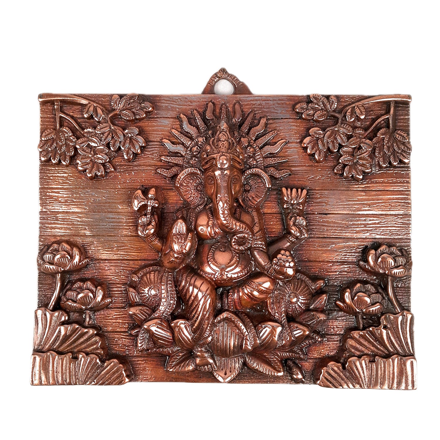 Ganesh Idol Wall Hanging | Lord Ganesha Sitting on Lotus Wall Statue Decor | Religious & Spiritual Wall Art - For Puja, Home & Entrance Living Room & Gift - 17 Inch - apkamart #Size_11 Inch