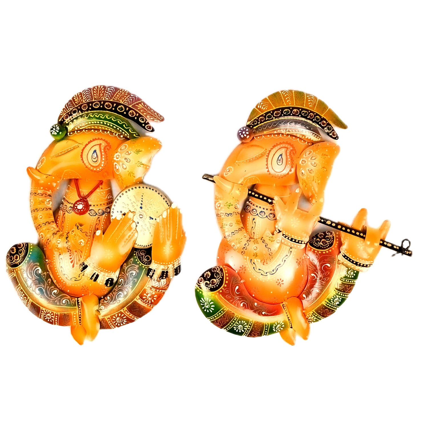 Ganesha Wall Hanging | Decorative Ganesh Wall Art Decor - For Home, Living Room, Bedroom, Hall, Entrance Decoration & Gift - 14 Inch (Pack of 2) - Apkamart #Style_Design 2