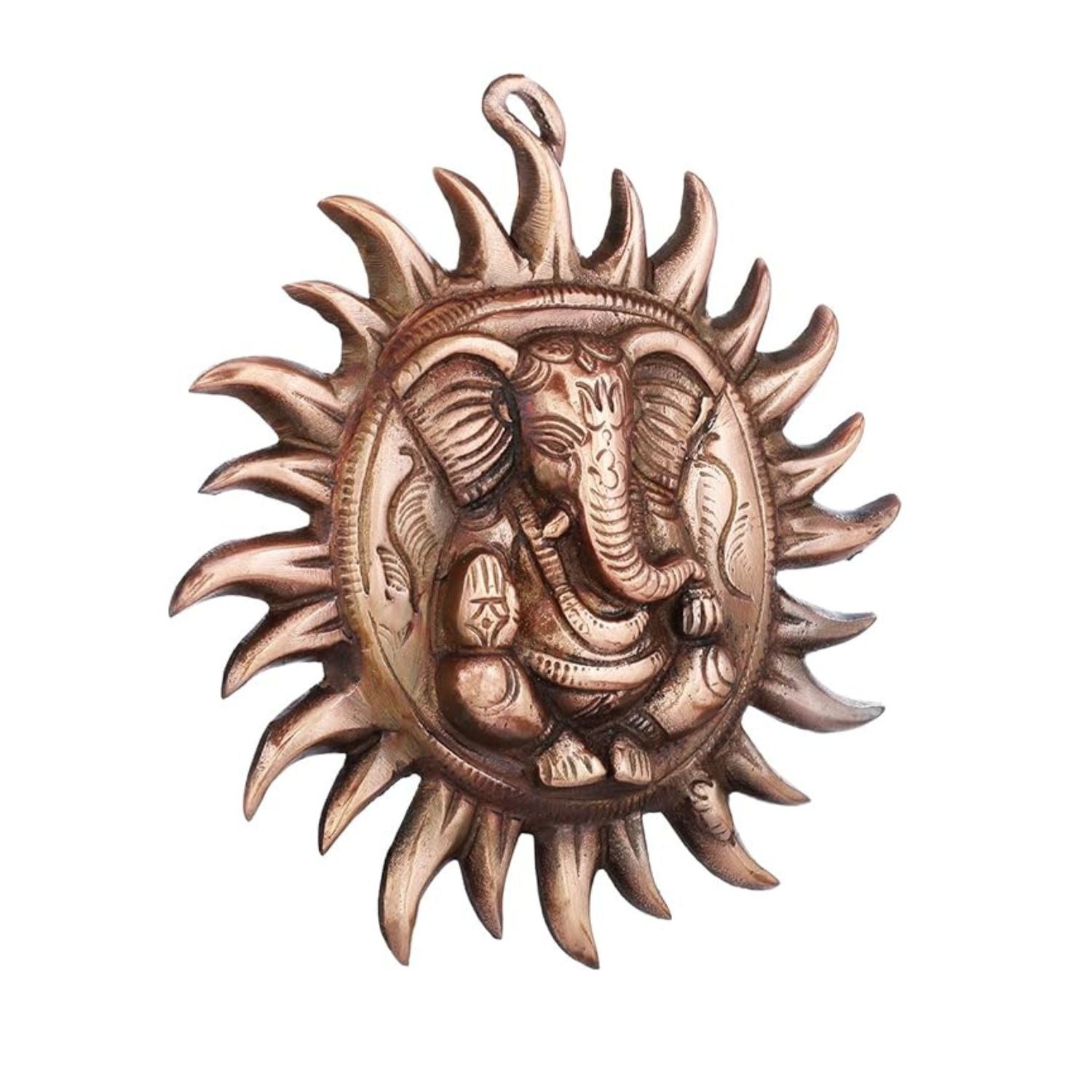 Ganesh Wall Hanging Murti | Ganesha Wall Statue With Sun - for Home Entrance & Main Door - For Puja, Living Room Decor & Gift - 7 Inch - Apkamart