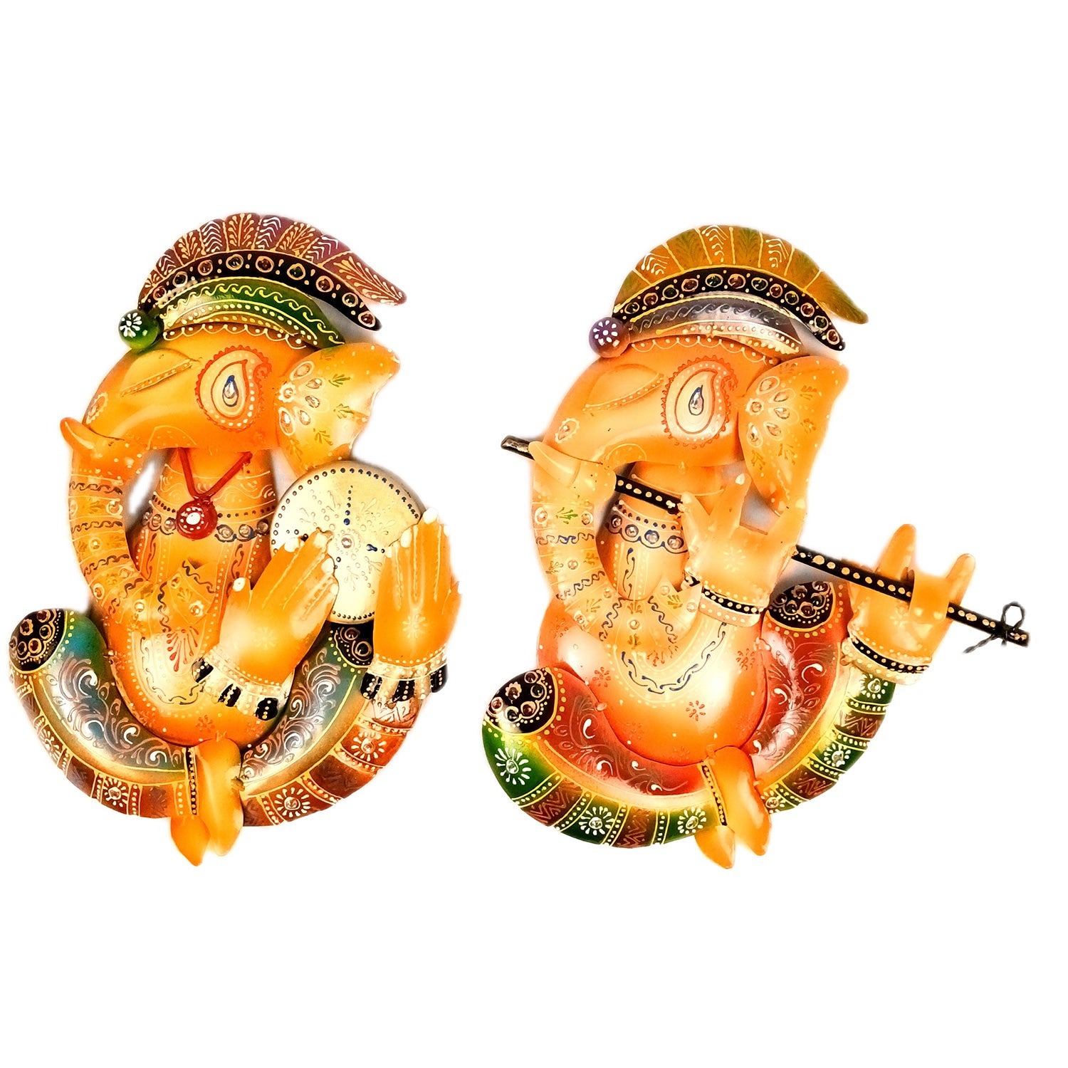 Ganesha Wall Hanging | Decorative Ganesh Wall Art Decor - For Home, Living Room, Bedroom, Hall, Entrance Decoration & Gift - 14 Inch (Pack of 2) - Apkamart #Style_Design 2