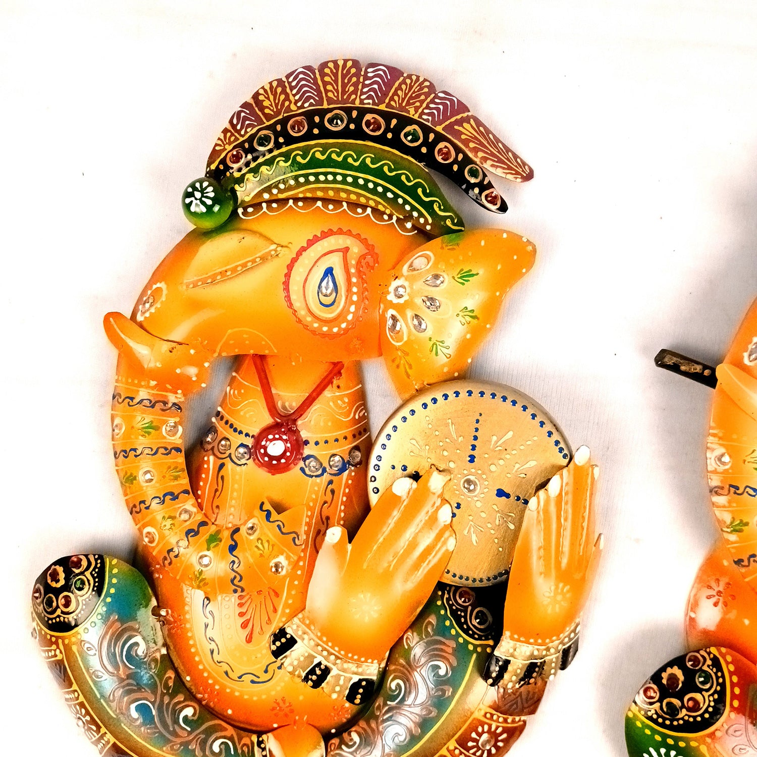 Ganesh Wall Hanging | Decorative Ganesha Wall Art - For Home, Living Room, Bedroom, Hall, Entrance Decoration & Gift - 14 Inch (Pack of 4) - Apkamart