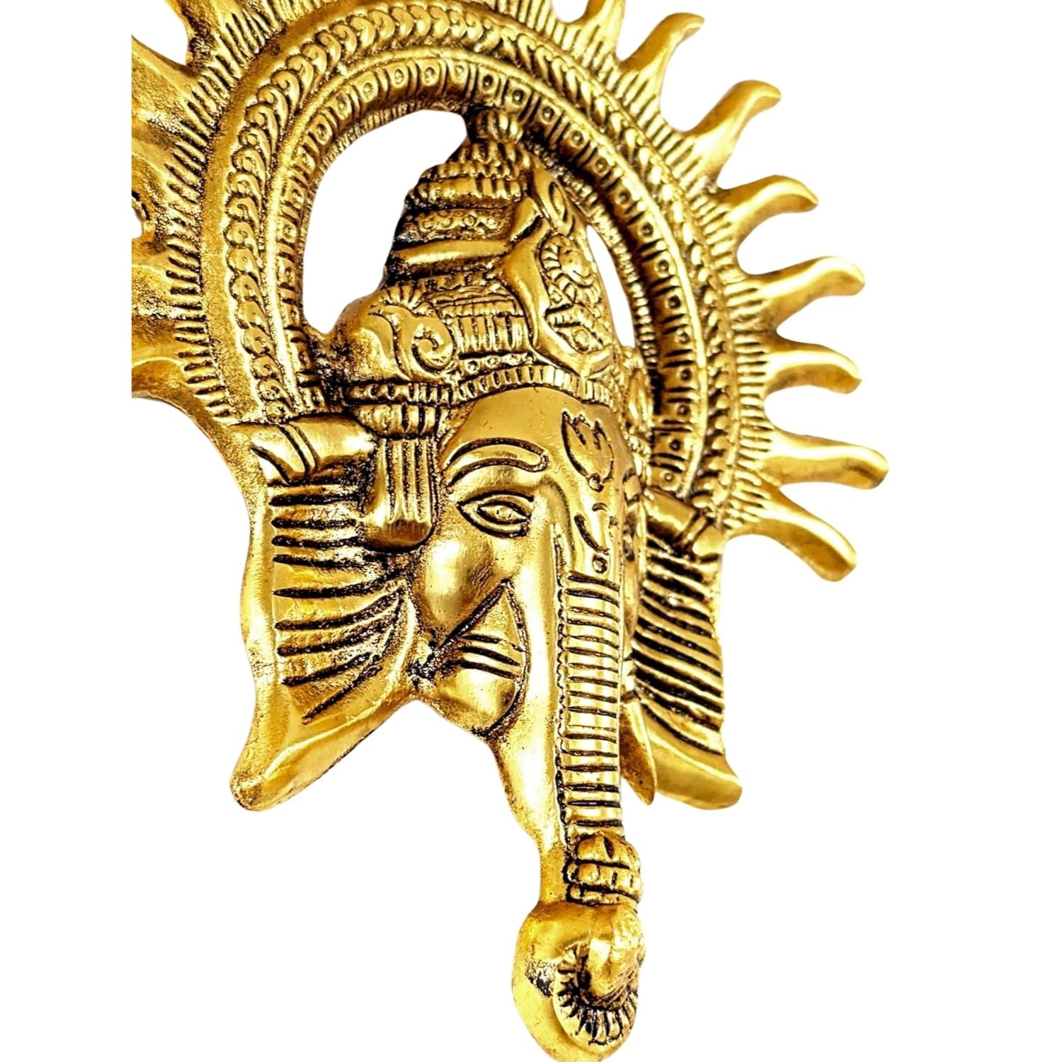 Ganesh Wall Hanging Statue | Ganesha Face With Sun Wall Idol - for Home Entrance & Main Door - For Puja, Living Room Decor & Gift - 8 Inch - Apkamart