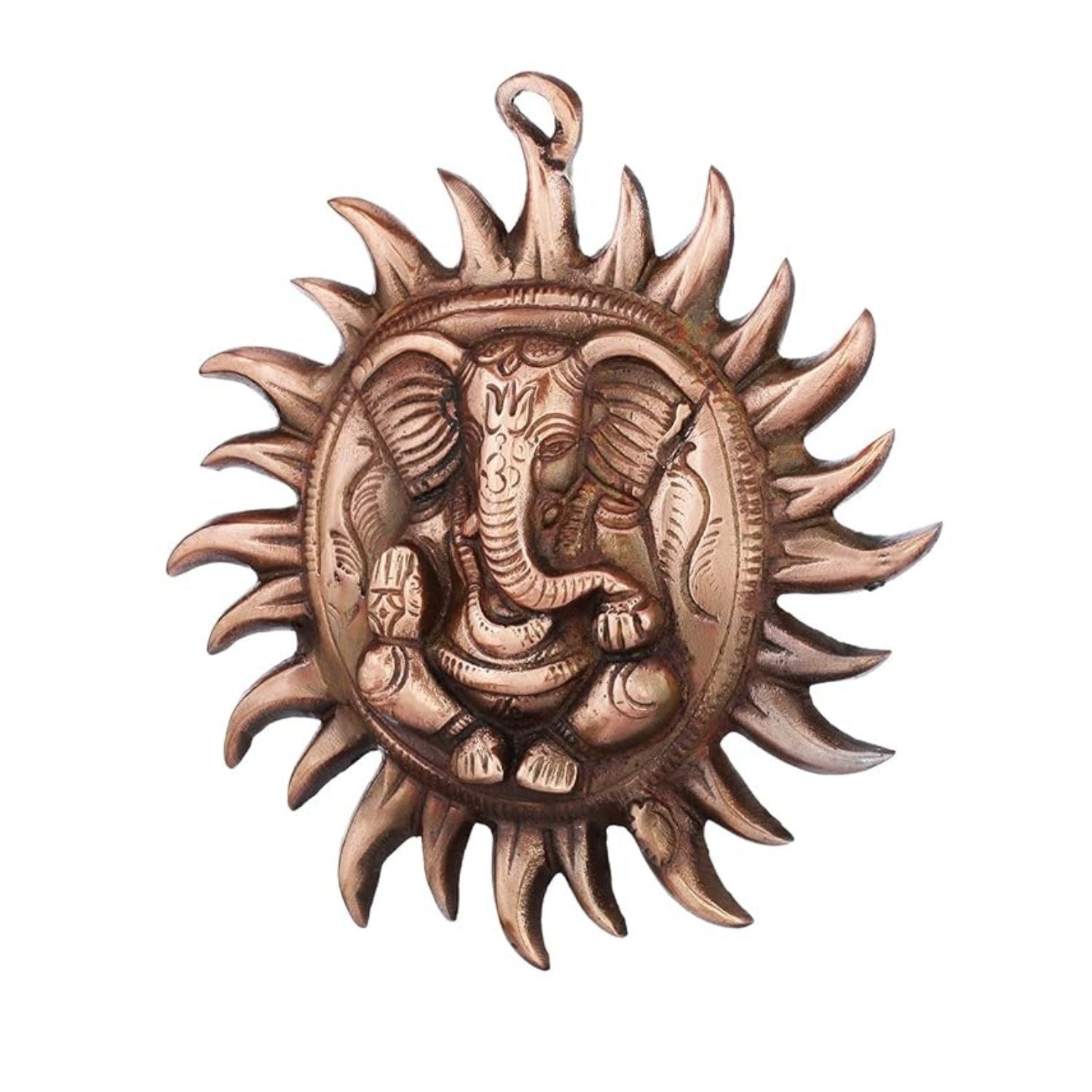 Ganesh Wall Hanging Murti | Ganesha Wall Statue With Sun - for Home Entrance & Main Door - For Puja, Living Room Decor & Gift - 7 Inch - Apkamart