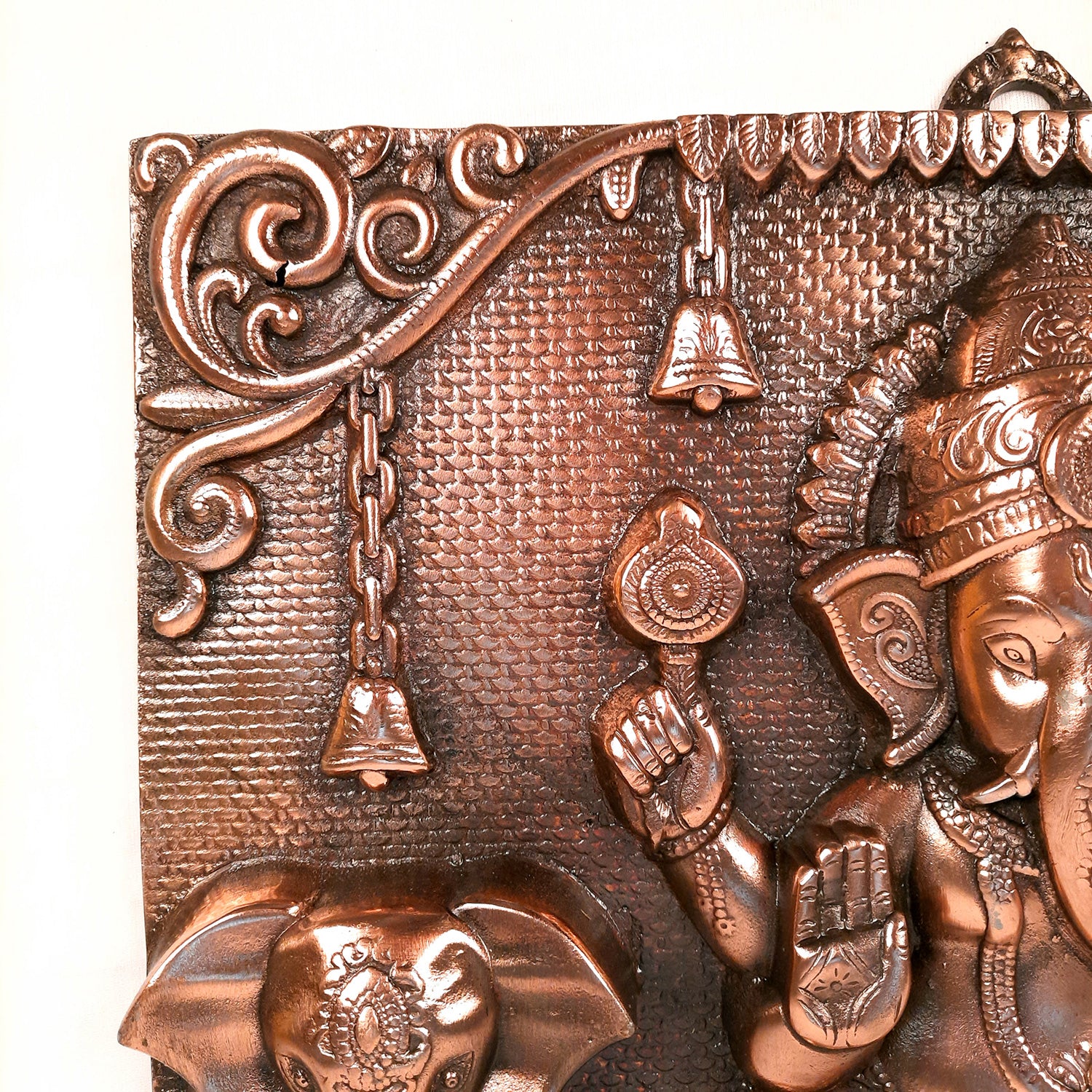 Ganesh Wall Hanging Statue With Elephants | Lord Ganesha Wall Art - for Home, Puja, Living Room & Office | Religious & Spiritual Decor - 17 inch - apkamart