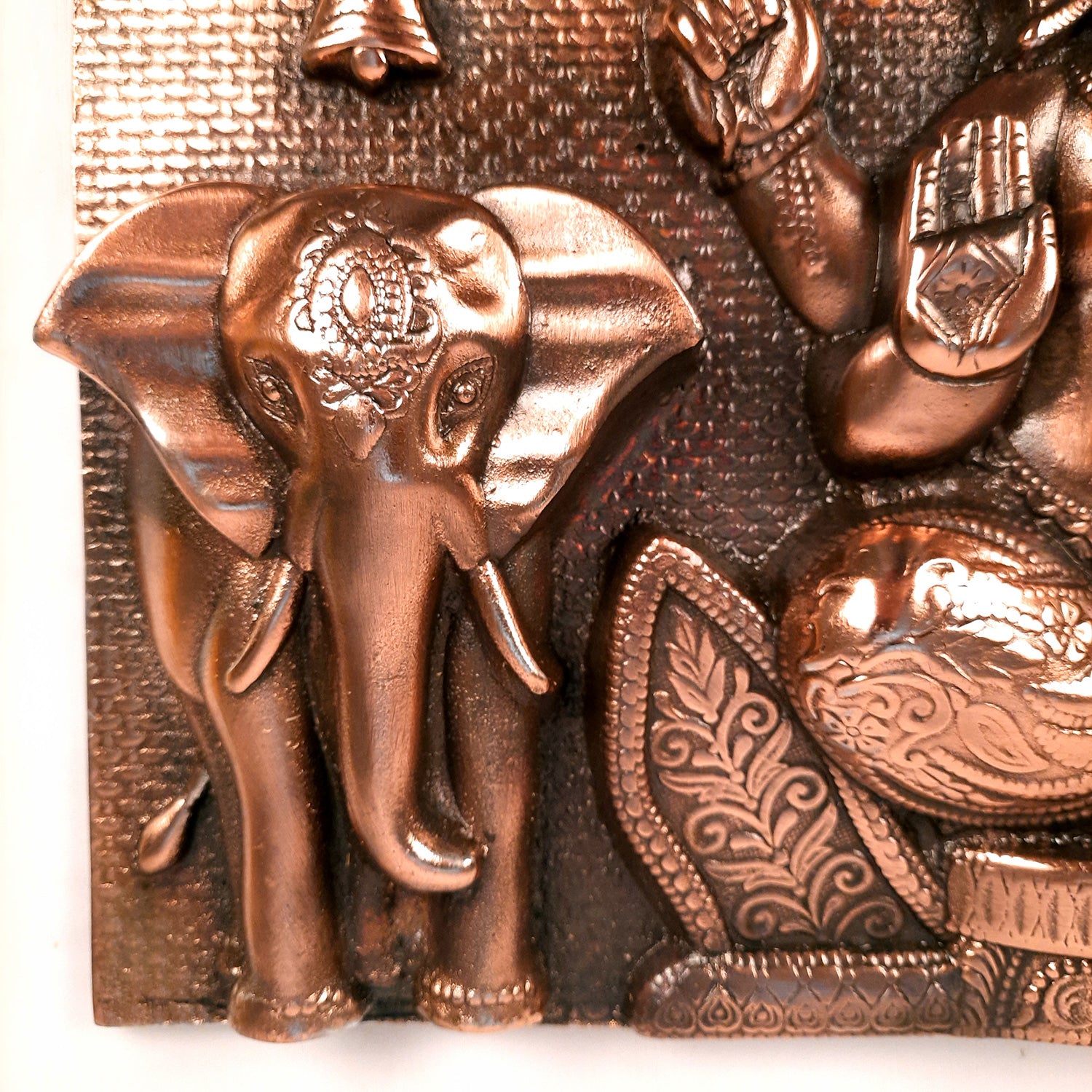 Ganesh Wall Hanging Statue With Elephants | Lord Ganesha Wall Art - for Home, Puja, Living Room & Office | Religious & Spiritual Decor - 17 inch - apkamart