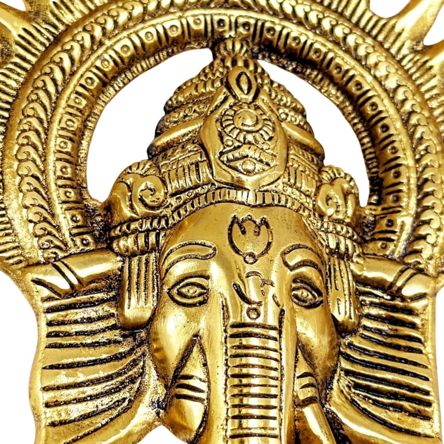 Ganesh Wall Hanging Statue | Ganesha Face With Sun Wall Idol - for Home Entrance & Main Door - For Puja, Living Room Decor & Gift - 8 Inch - Apkamart