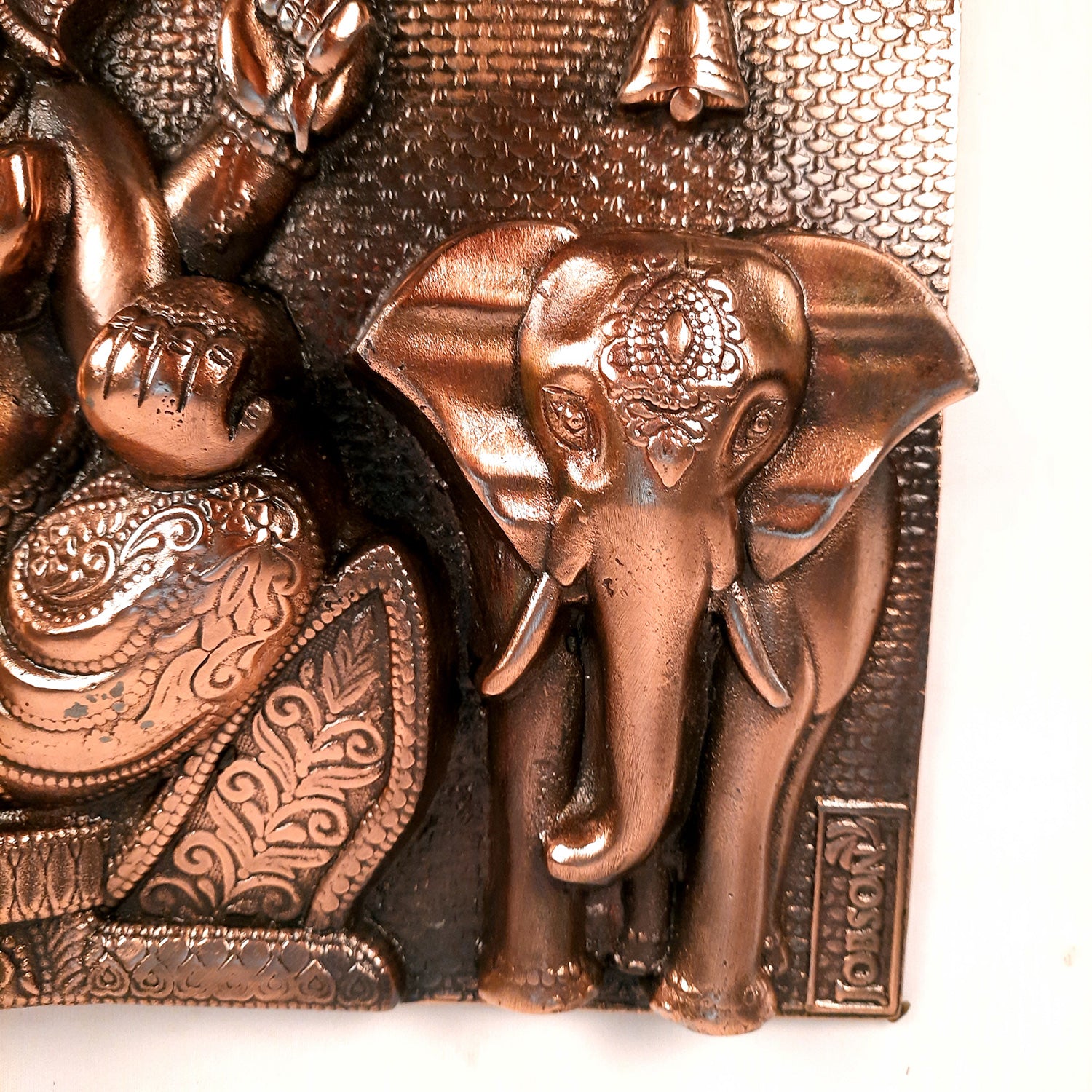 Ganesh Wall Hanging Statue With Elephants | Lord Ganesha Wall Art - for Home, Puja, Living Room & Office | Religious & Spiritual Decor - 17 inch - apkamart