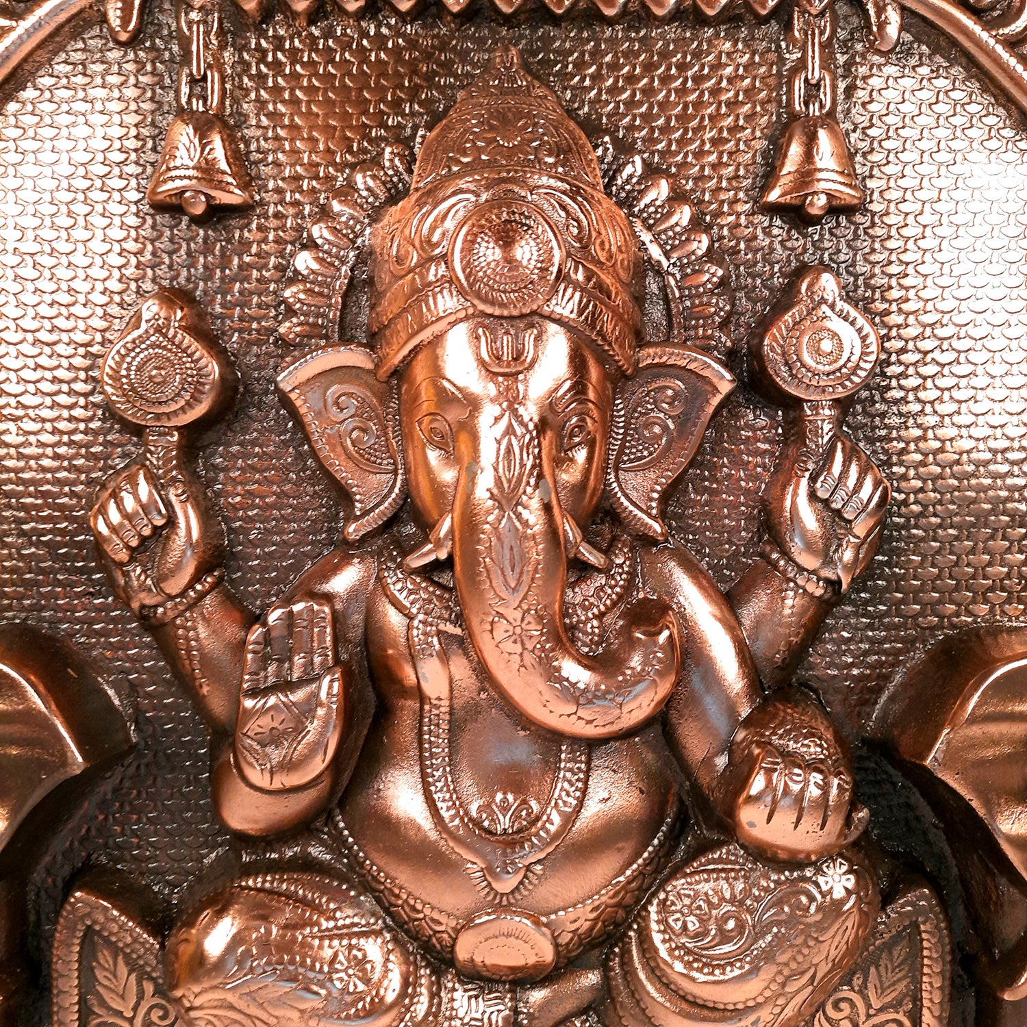 Ganesh Wall Hanging Statue With Elephants | Lord Ganesha Wall Art - for Home, Puja, Living Room & Office | Religious & Spiritual Decor - 17 inch - apkamart