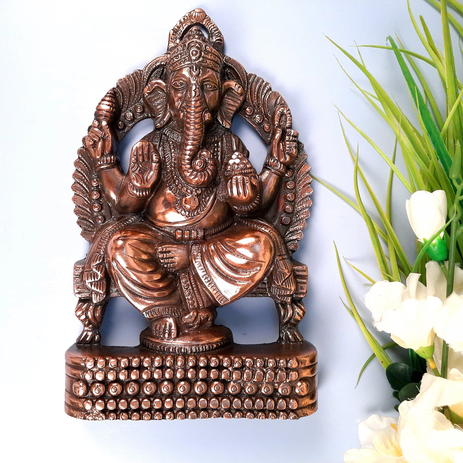 Ganesh Wall Hanging Statue | Ganesha Wall Idol for Puja, Home, Living Room Decor | Diwali & Housewarming Gift - 12 Inch - apkamart