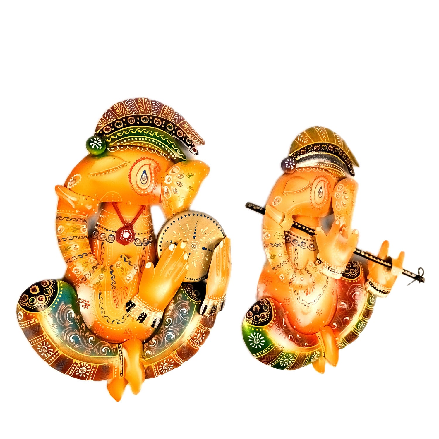 Ganesh Wall Hanging | Decorative Ganesha Wall Art - For Home, Living Room, Bedroom, Hall, Entrance Decoration & Gift - 14 Inch (Pack of 4) - Apkamart