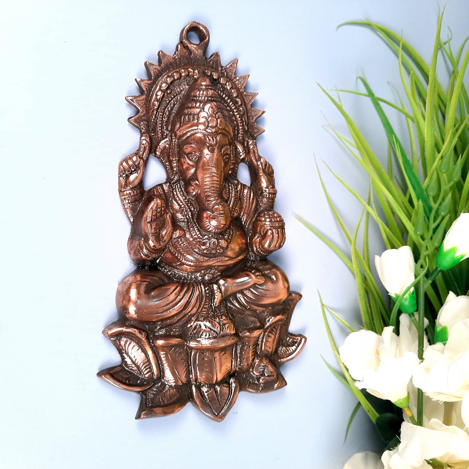 Ganesh Wall Hanging Statue - In Blessing Pose | Lord Ganesha Wall Art - for Home, Puja Room | Antique Idol for Spiritual Decor - Apkamart