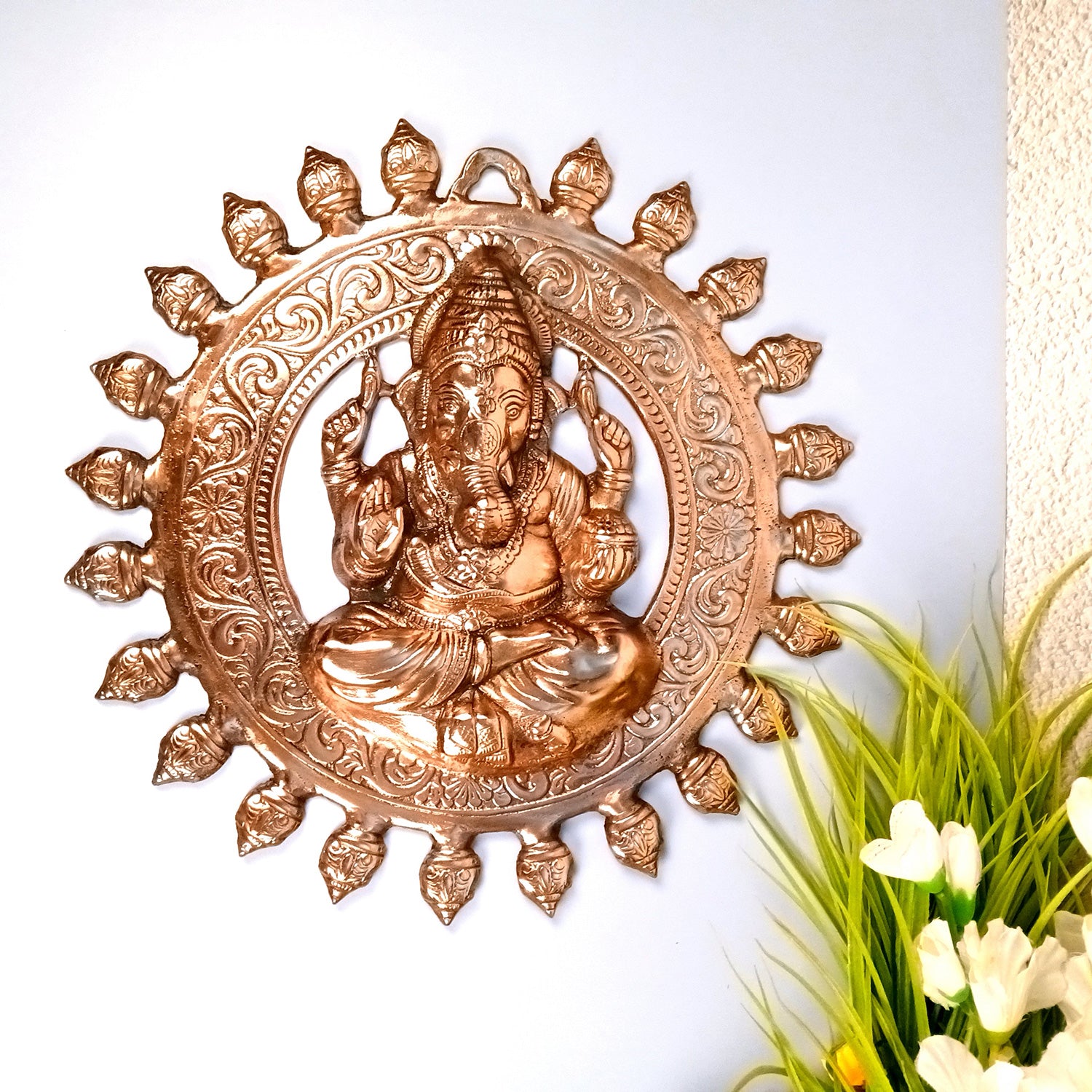 Ganesh Wall Hanging Statue | Ganesha Wall Idol for Puja, Home, Living Room Decor | Diwali & Housewarming Gift - 17 Inch - Apkamart