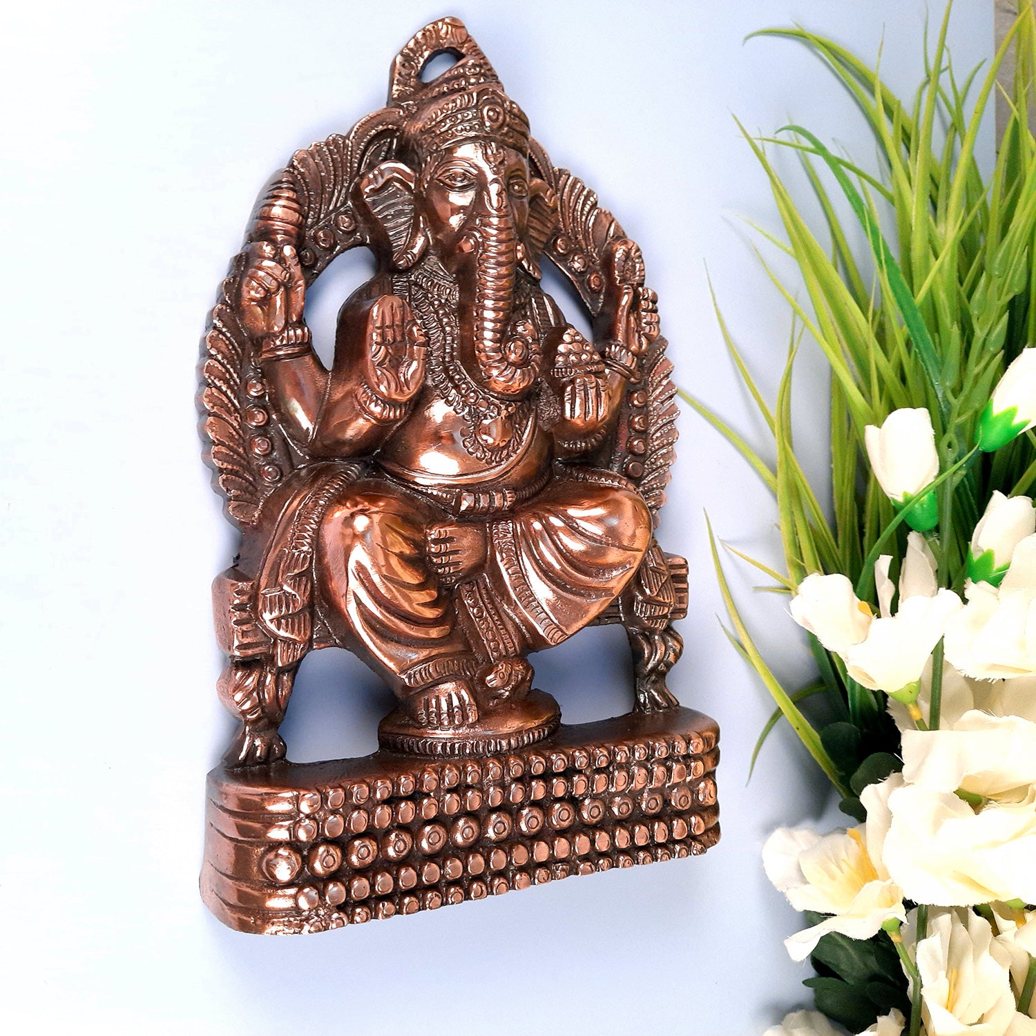 Ganesh Wall Hanging Statue | Ganesha Wall Idol for Puja, Home, Living Room Decor | Diwali & Housewarming Gift - 12 Inch - apkamart