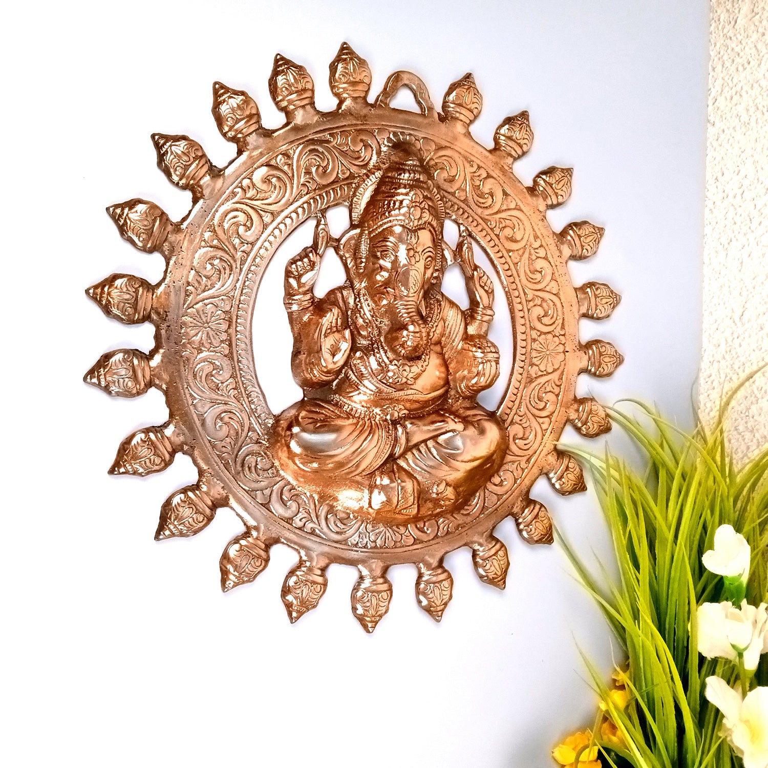 Ganesh Wall Hanging Statue | Ganesha Wall Idol for Puja, Home, Living Room Decor | Diwali & Housewarming Gift - 17 Inch - Apkamart