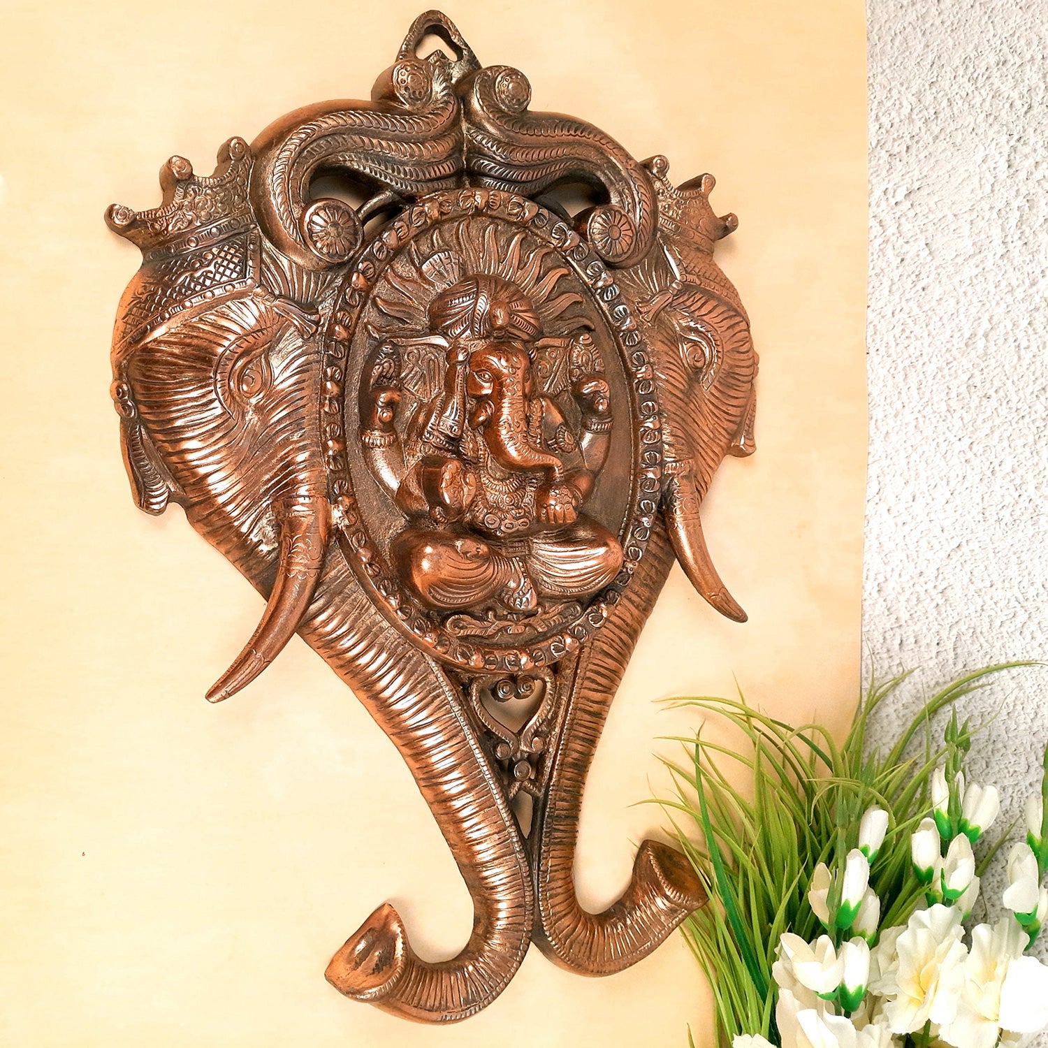 Ganesh Idol Wall Hanging | Lord Ganesha Wall Statue Decor |Religoius & Spiritual Wall Art - For Puja, Home & Entrance Living Room & Gift - 23 Inch - apkamart