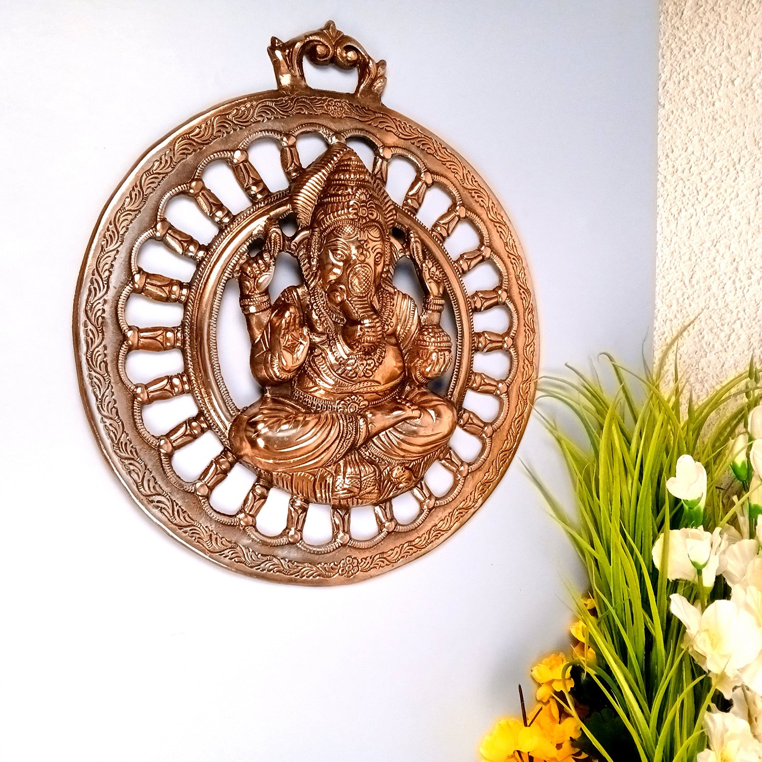 Ganesh Wall Hanging Idol | Lord Ganesha Wall Statue Decor | Religious & Spiritual Wall Art - For Puja, Home & Entrance, Living Room & Gift - 17 Inch - Apkamart