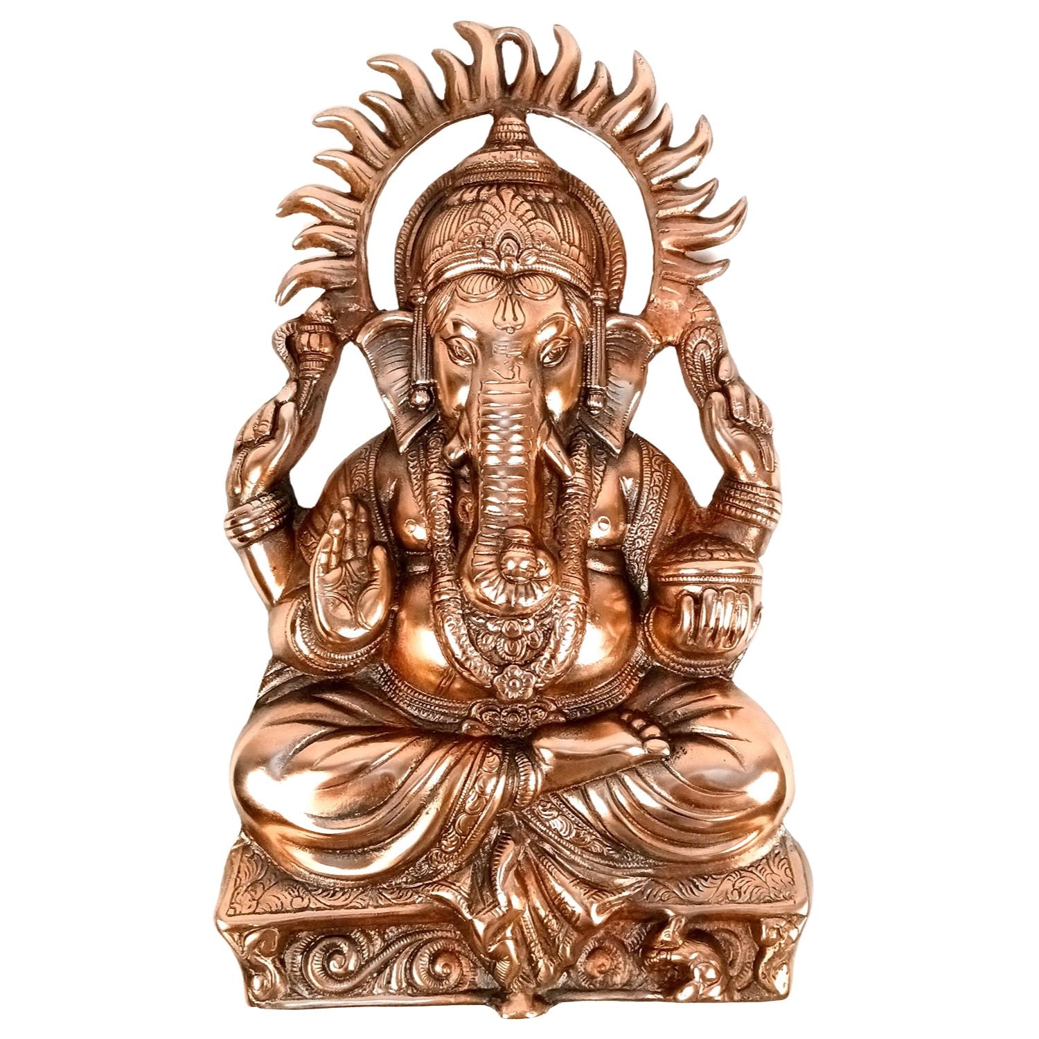 Ganesh Wall Hanging Big Idol | Lord Ganesha Wall Statue Decor - For Puja, Home & Entrance, Living Room & Gift - 19 Inch - Apkamart