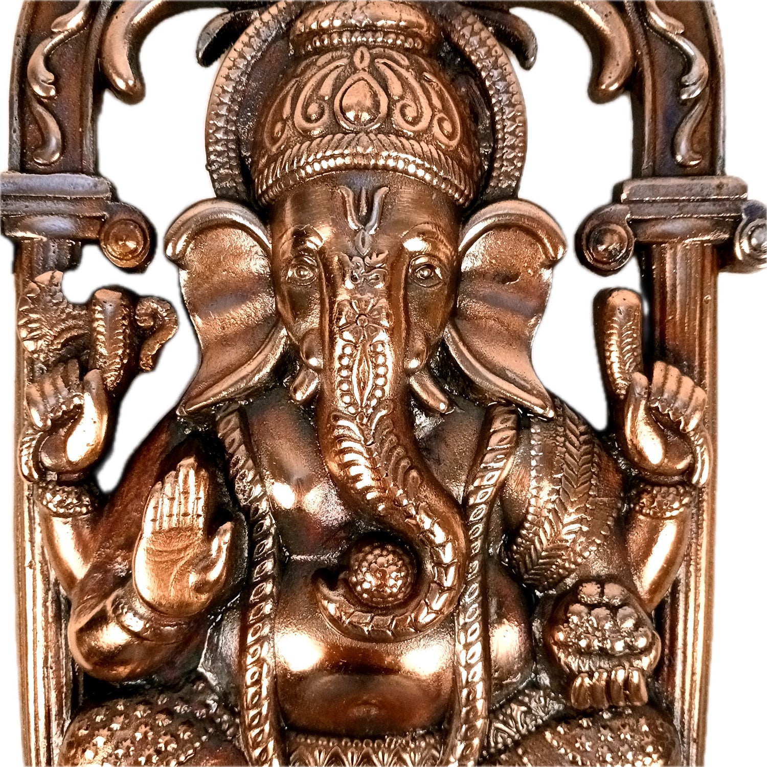 Ganesh Idol Wall Hanging | Lord Ganesha With Lotus / Kamal Wall Statue Decor - For Puja, Home, Entrance, Living Room & Gift - 14 Inch - Apkamart