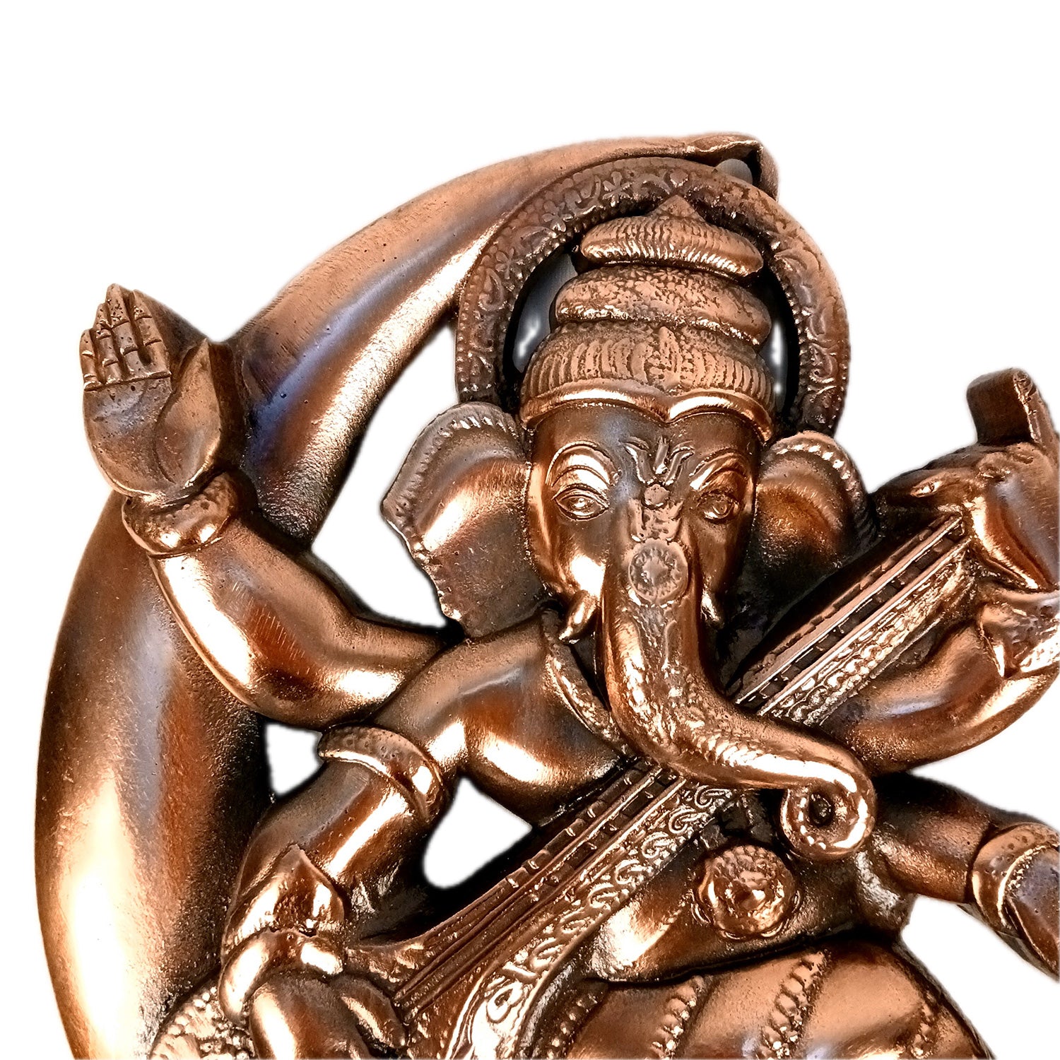 Ganesh Idol Wall Hanging | Lord Ganesha Sitting on Moon Wall Statue Decor - For Puja, Home, Entrance, Living Room & Gift - 17 Inch - Apkamart